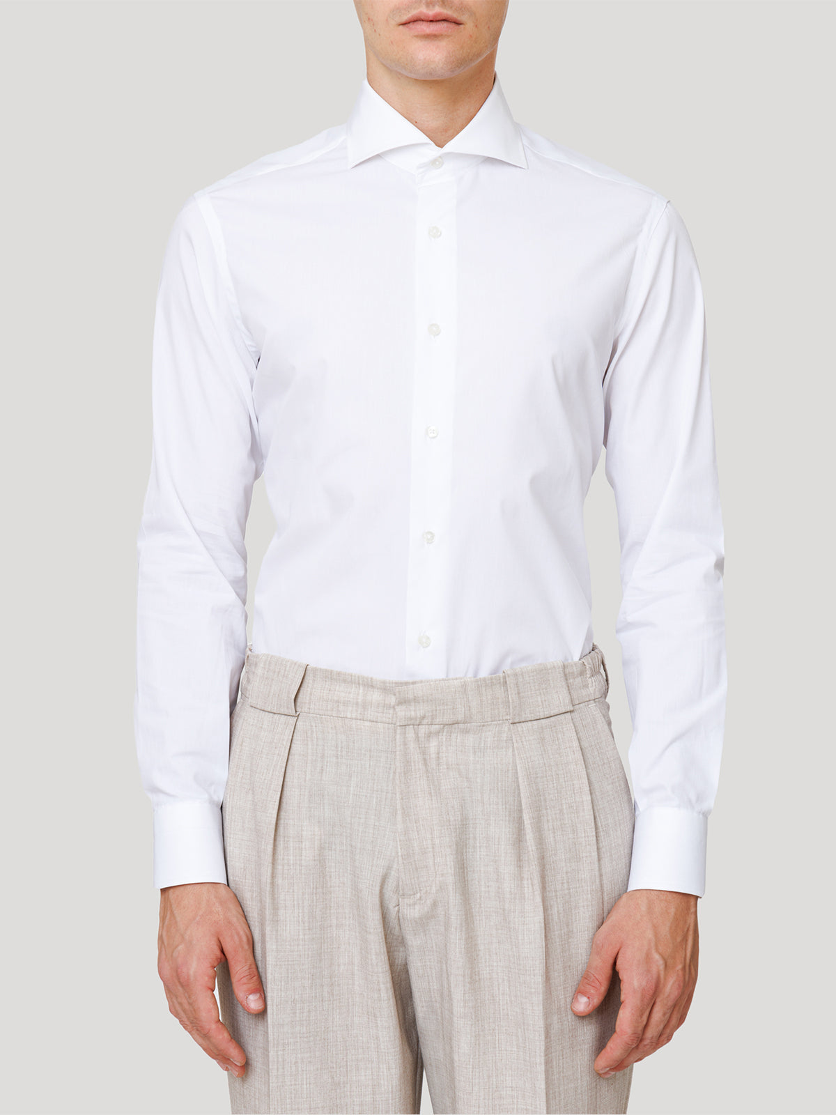 Camicia Slim Sartoriale Collo Mezzo Francese Bianco Made In Italy