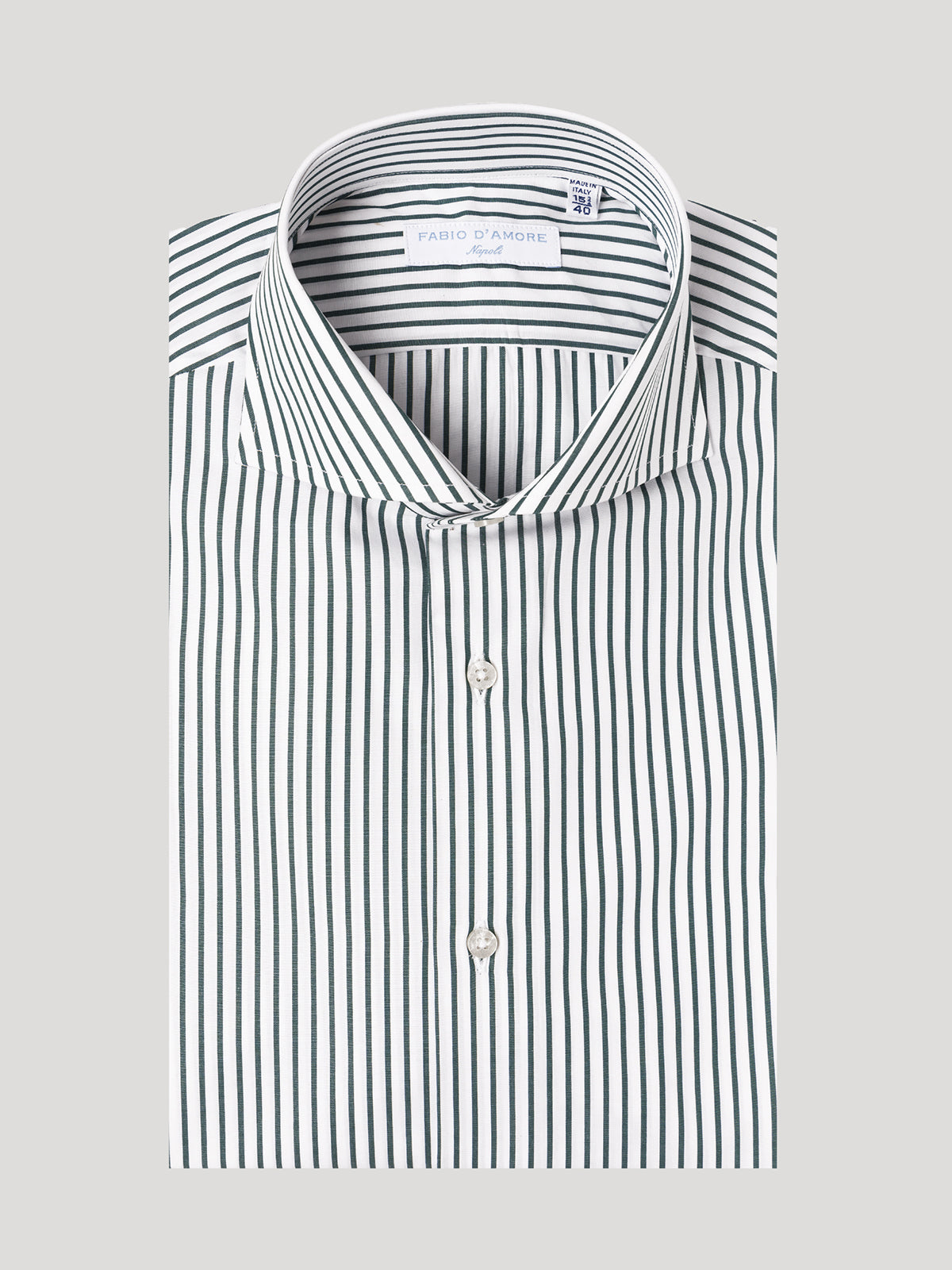 Camicia Slim Sartoriale Collo Mezzo Francese Verde Royal Made In Italy