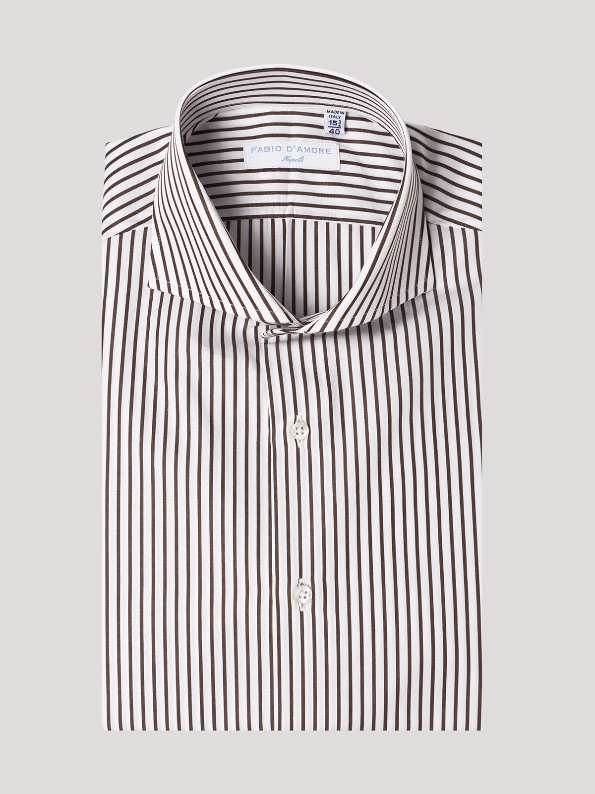 Camicia Sartoriale Collo Mezzo Francese Marrone Royal Made In Italy