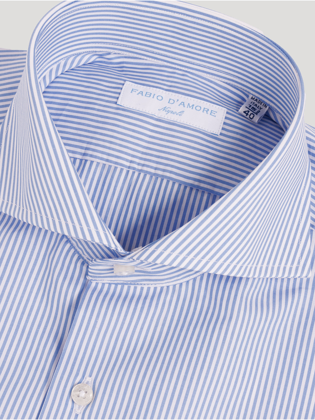 Camicia Slim  Sartoriale Collo Mezzo Francese Naxos Celeste Made In Italy
