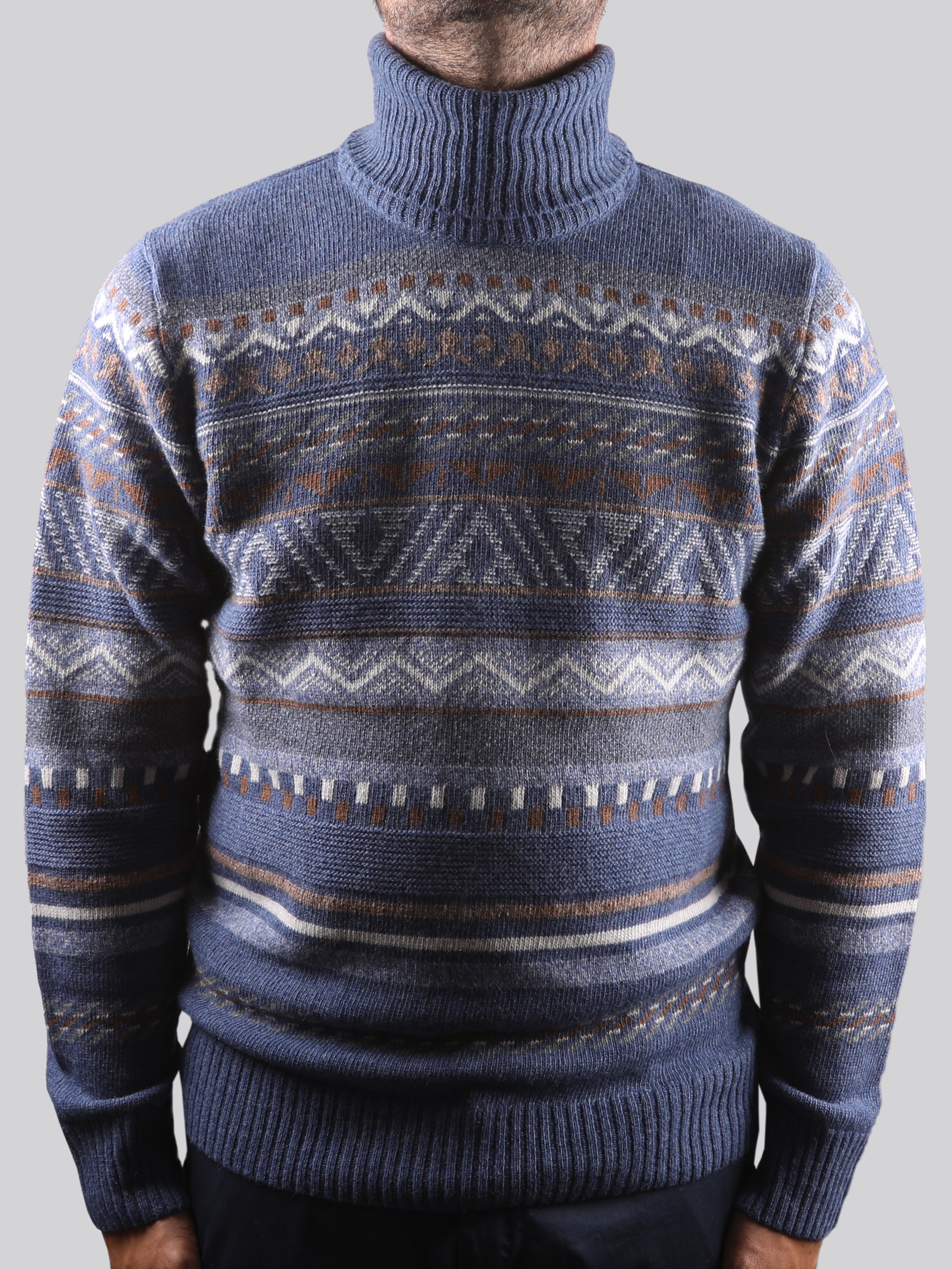 Maglione Collo Alto 100% Lana Made In Italy Courmayeur Avion