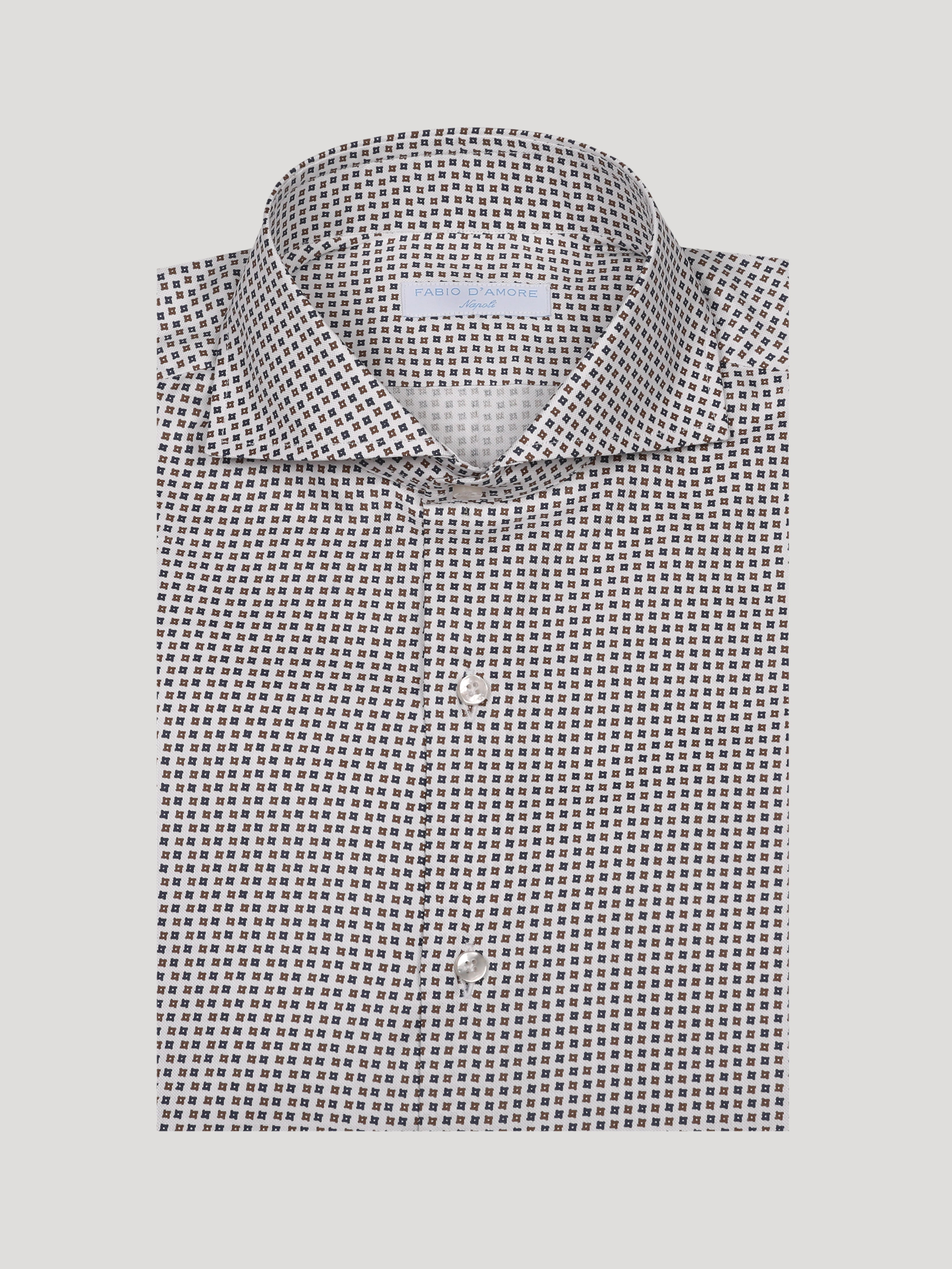 Camicia Slim Sartoriale Oxford Stampata Collo Mezzo Francese Soft