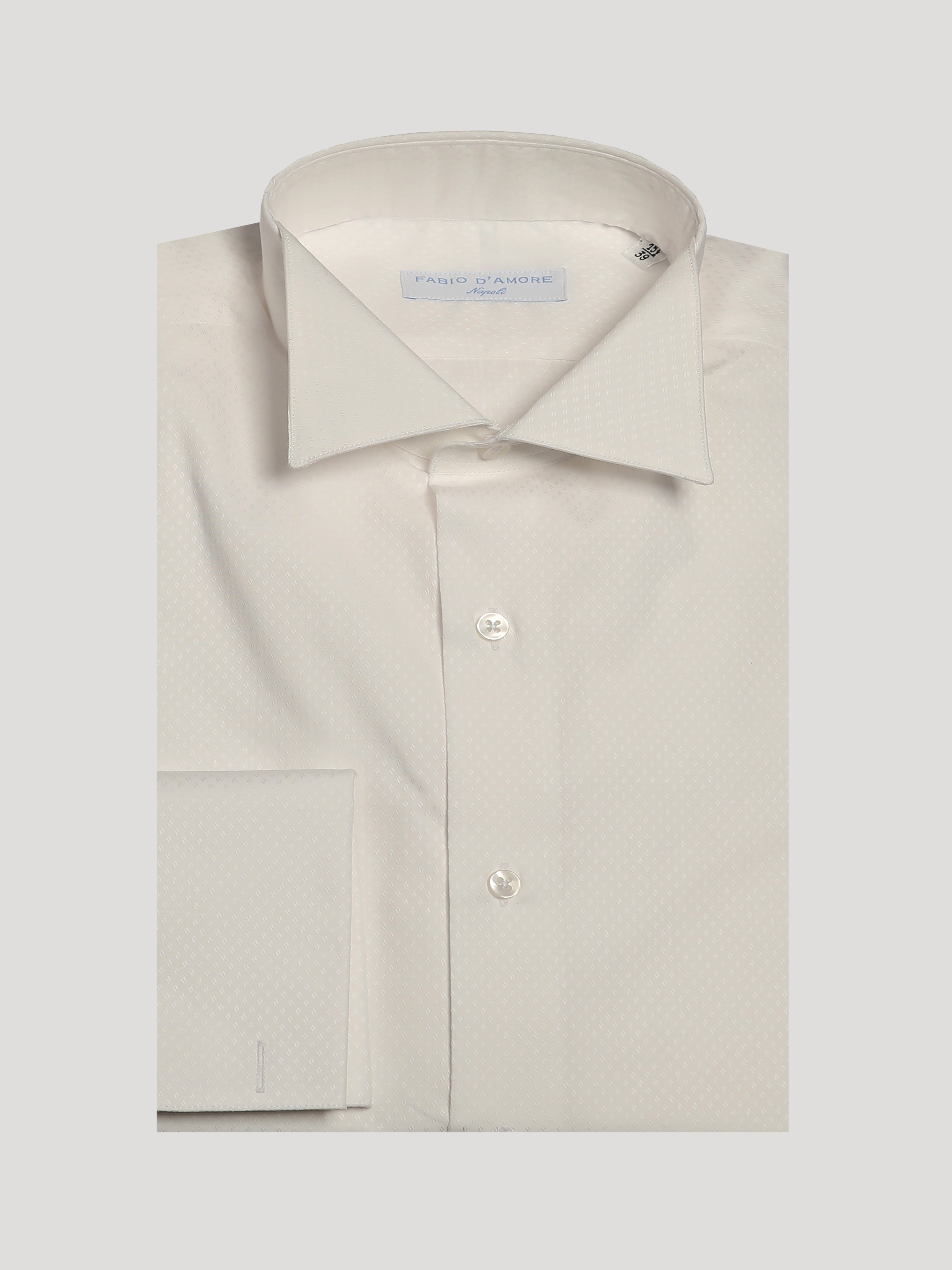 Camicia Slim Fit Collo Diplomatico e Polsi a Gemelli 100% Cotone Popeline 70 Compact
