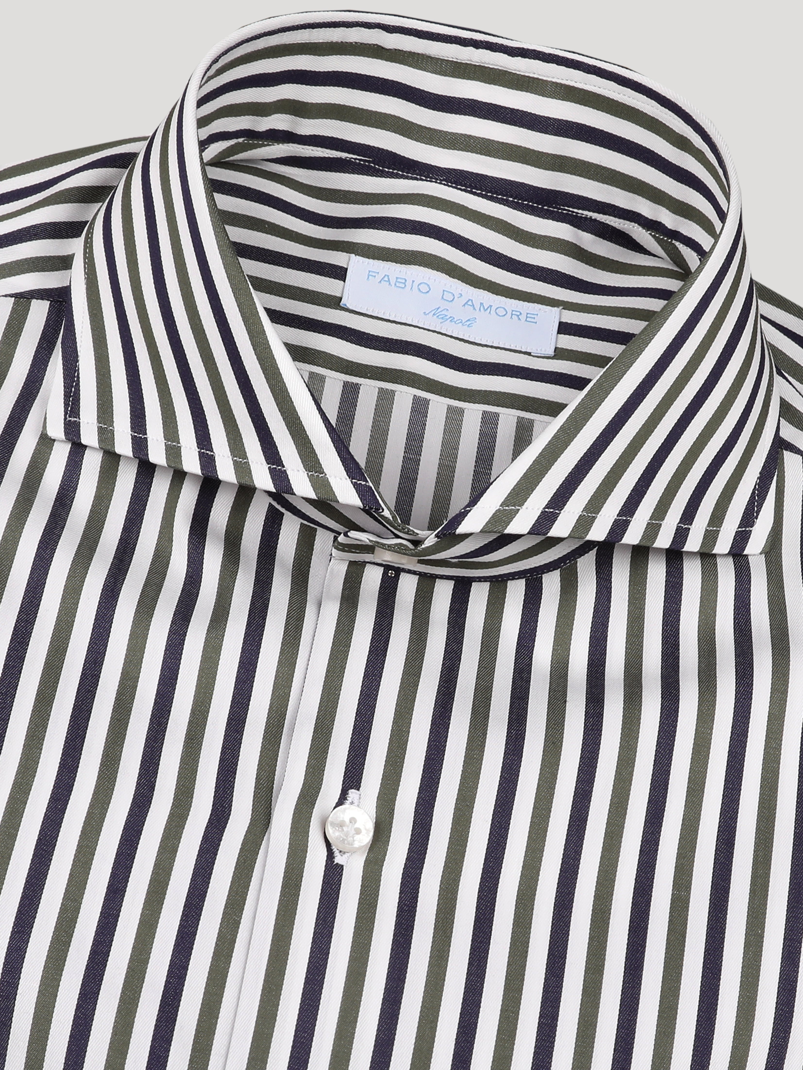 Camicia Slim Sartoriale Collo Mezzo Francese Soft Made In Italy Stelvio Verde