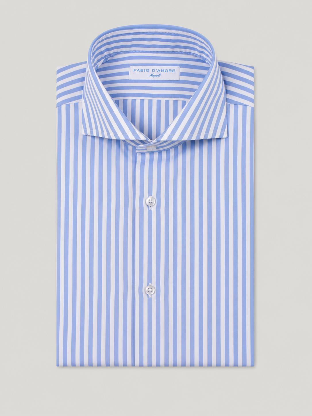 Camicia Sartoriale Collo Mezzo Francese Made In Italy Planet Azzurro 100% Cotone Popeline 70 Compact