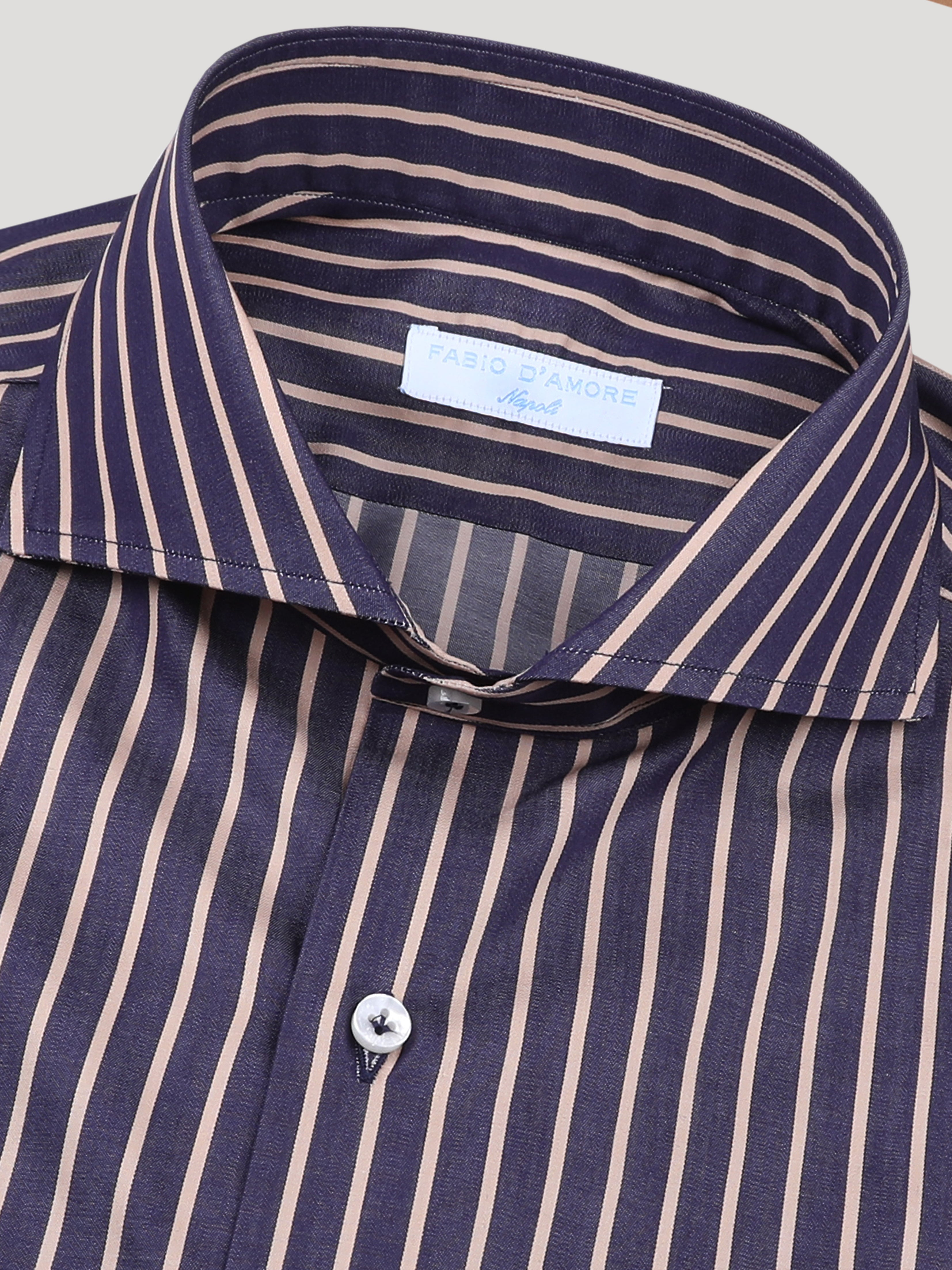 Camicia Slim Sartoriale Collo Mezzo Francese Soft Made In Italy Monviso Riga Fango