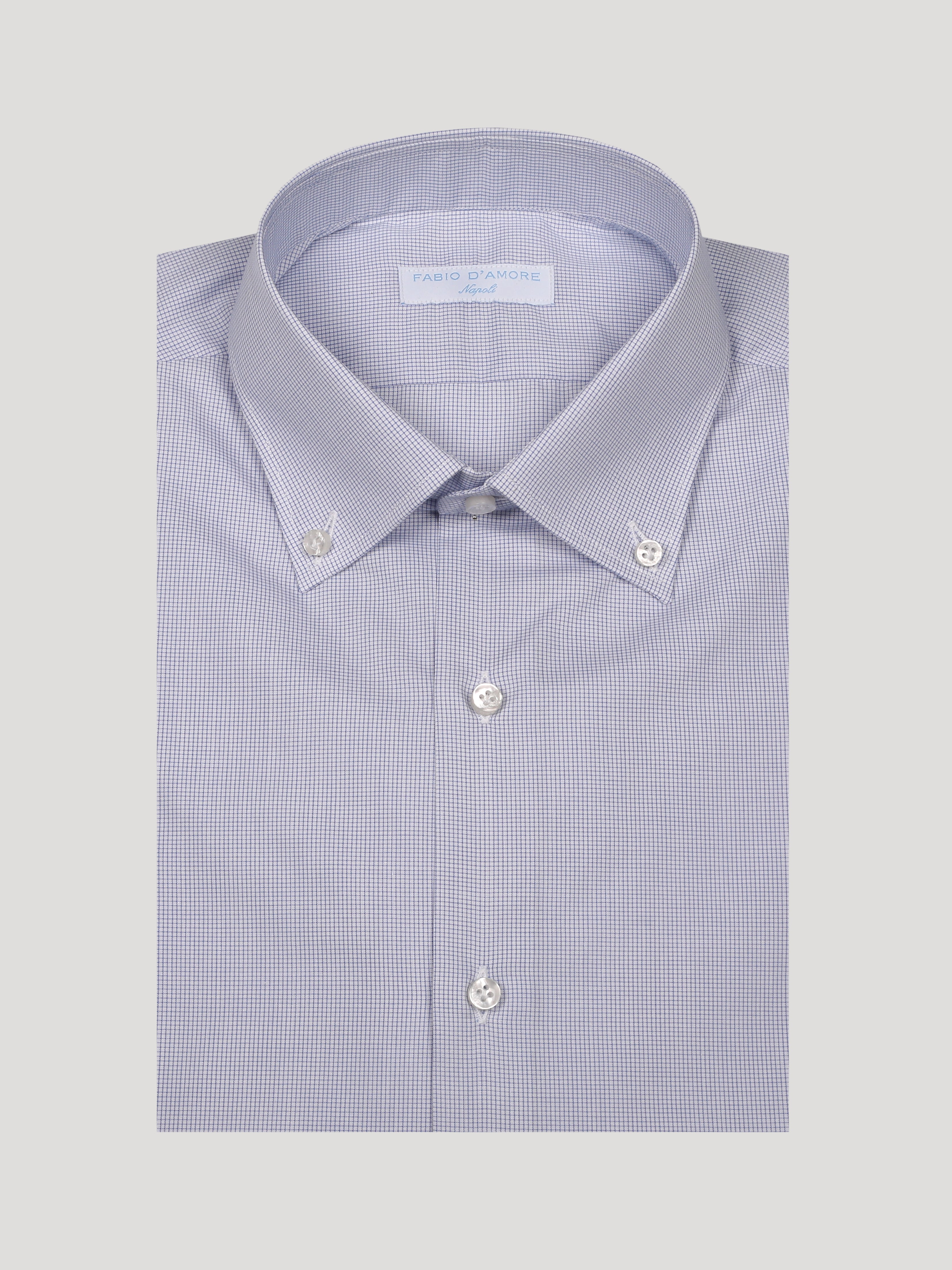 Camicia Slim Sartoriale Collo Botton Down Made In Italy Bold Celeste