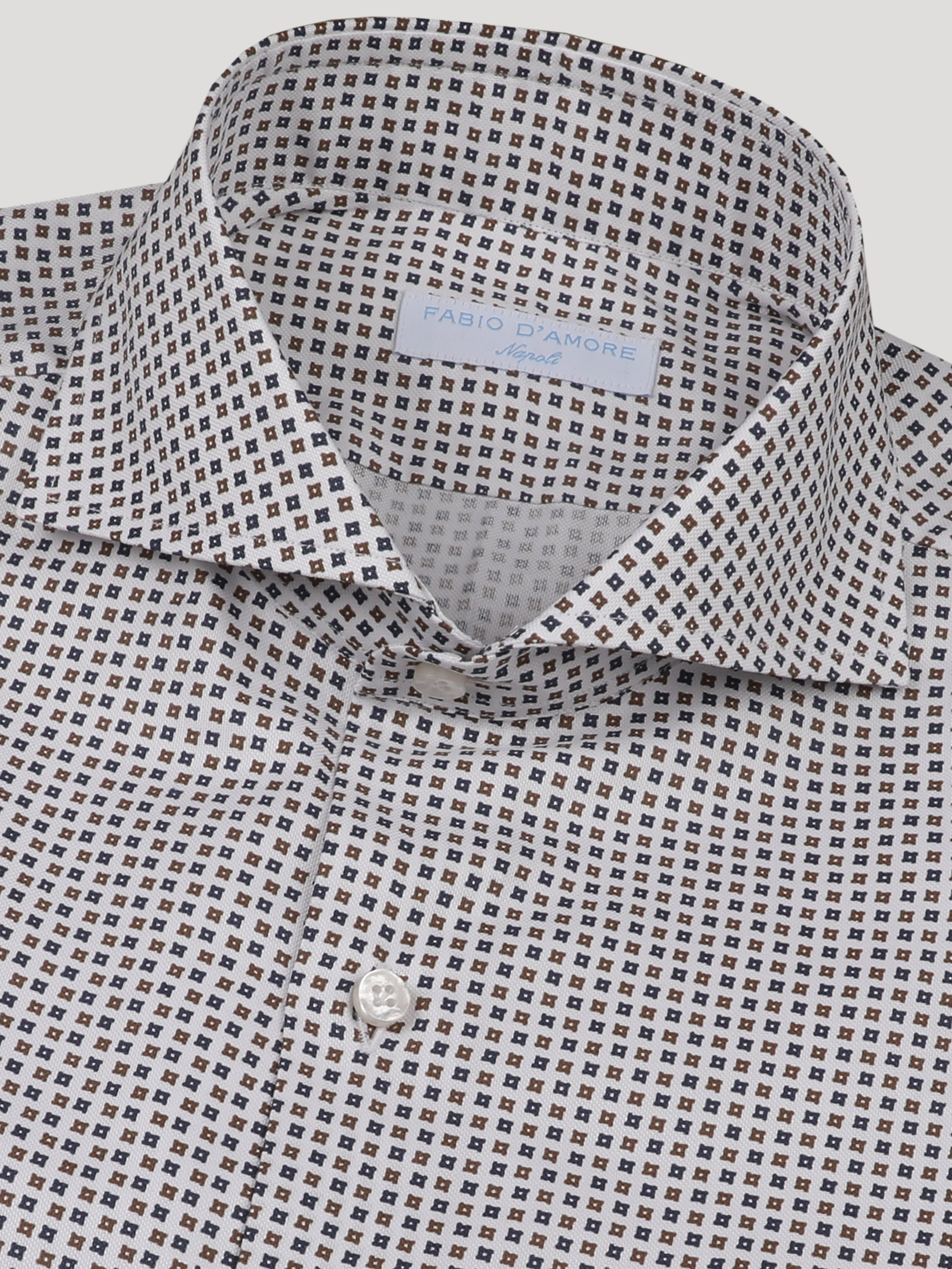Camicia Slim Sartoriale Oxford Stampata Collo Mezzo Francese Soft