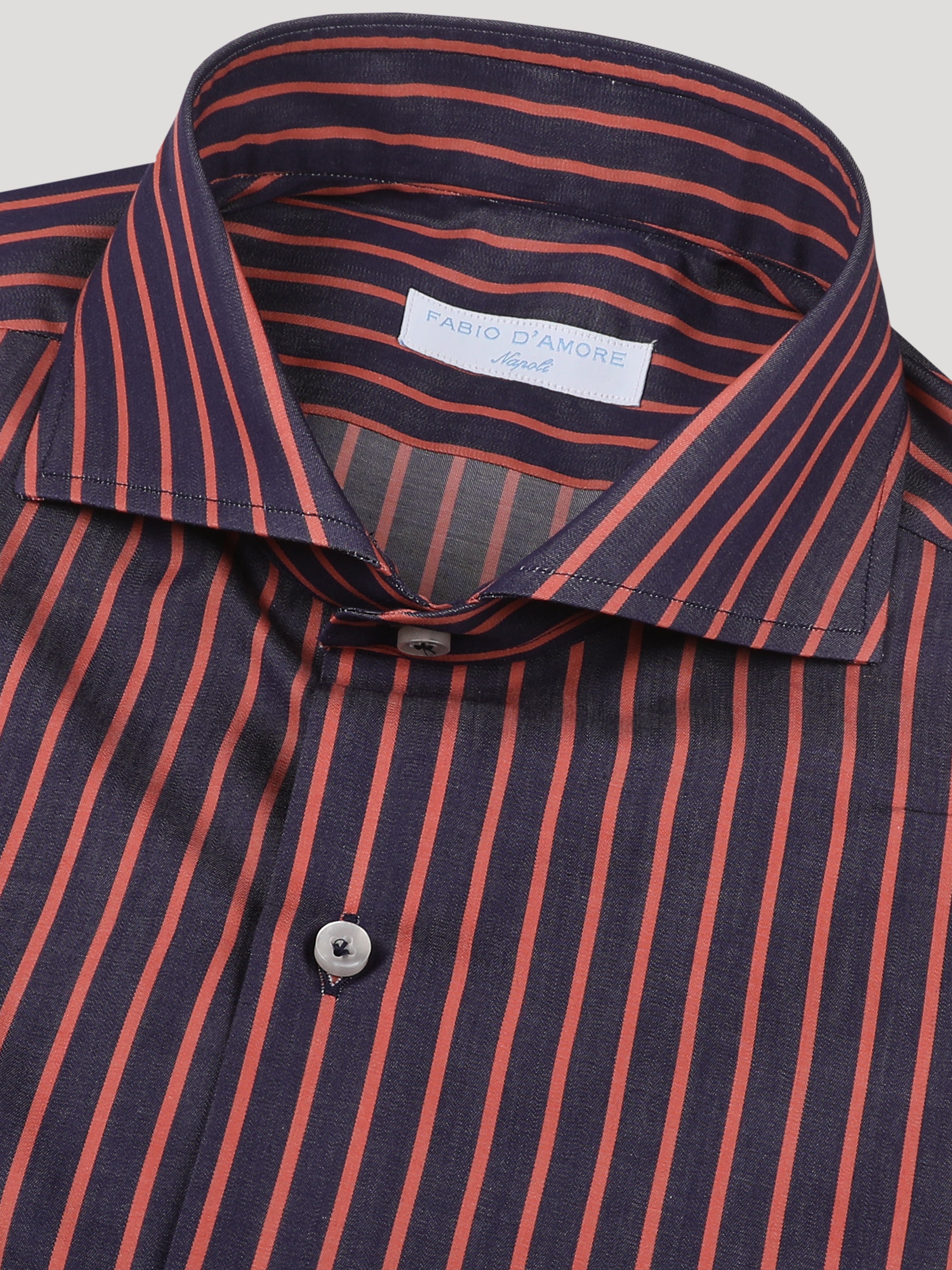 Camicia Slim Sartoriale Collo Mezzo Francese Soft Made In Italy Monviso Riga Ruggine