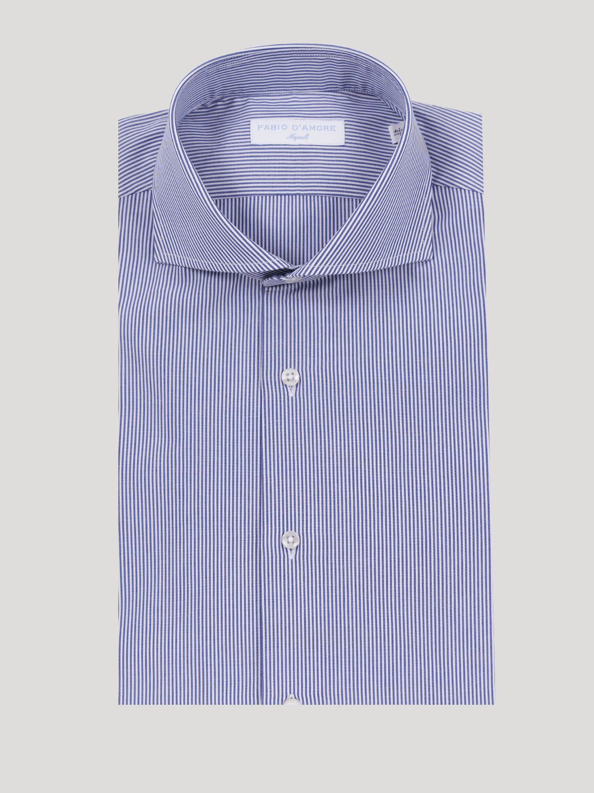 Camicia Slim  Sartoriale Collo Mezzo Francese Roma Blu Made In Italy