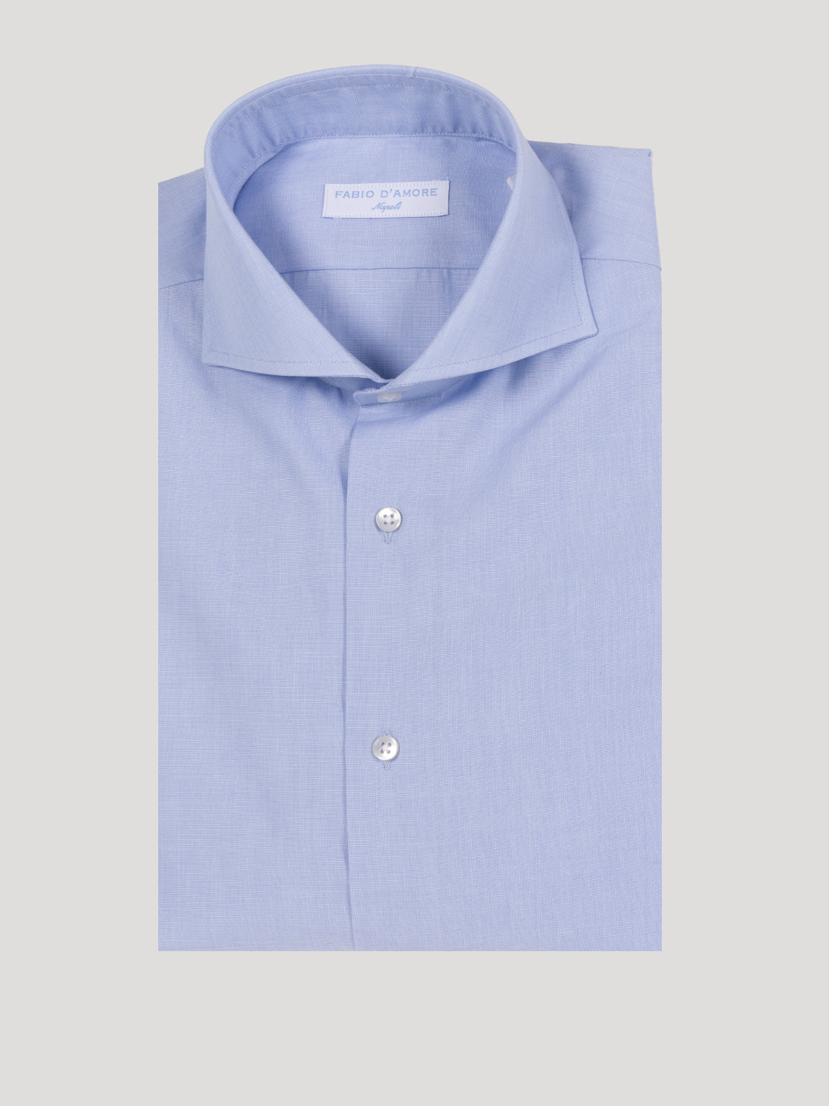 Camicia Sartoriale Fil A Fil Celeste Collo Mezzo Francese Made In Italy