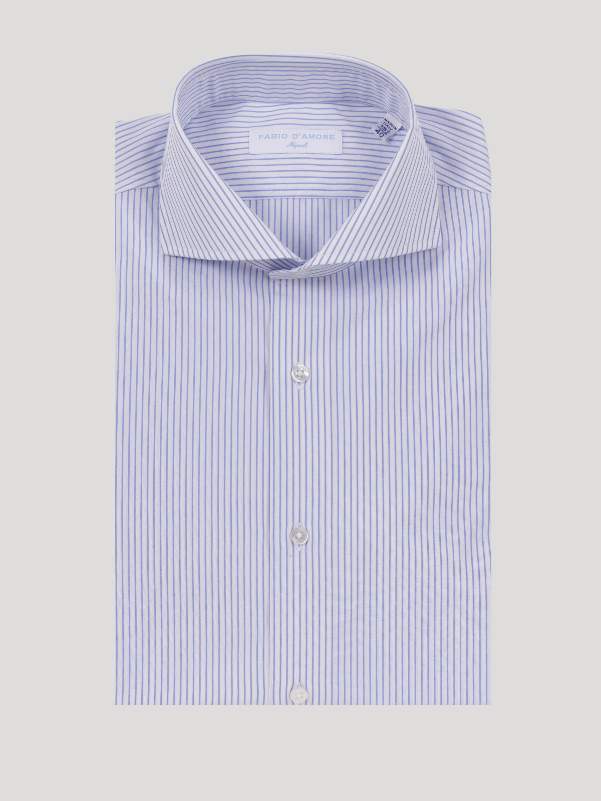 Camicia Slim Fit Sartoriale Collo Mezzo Francese Zante Riga Celeste