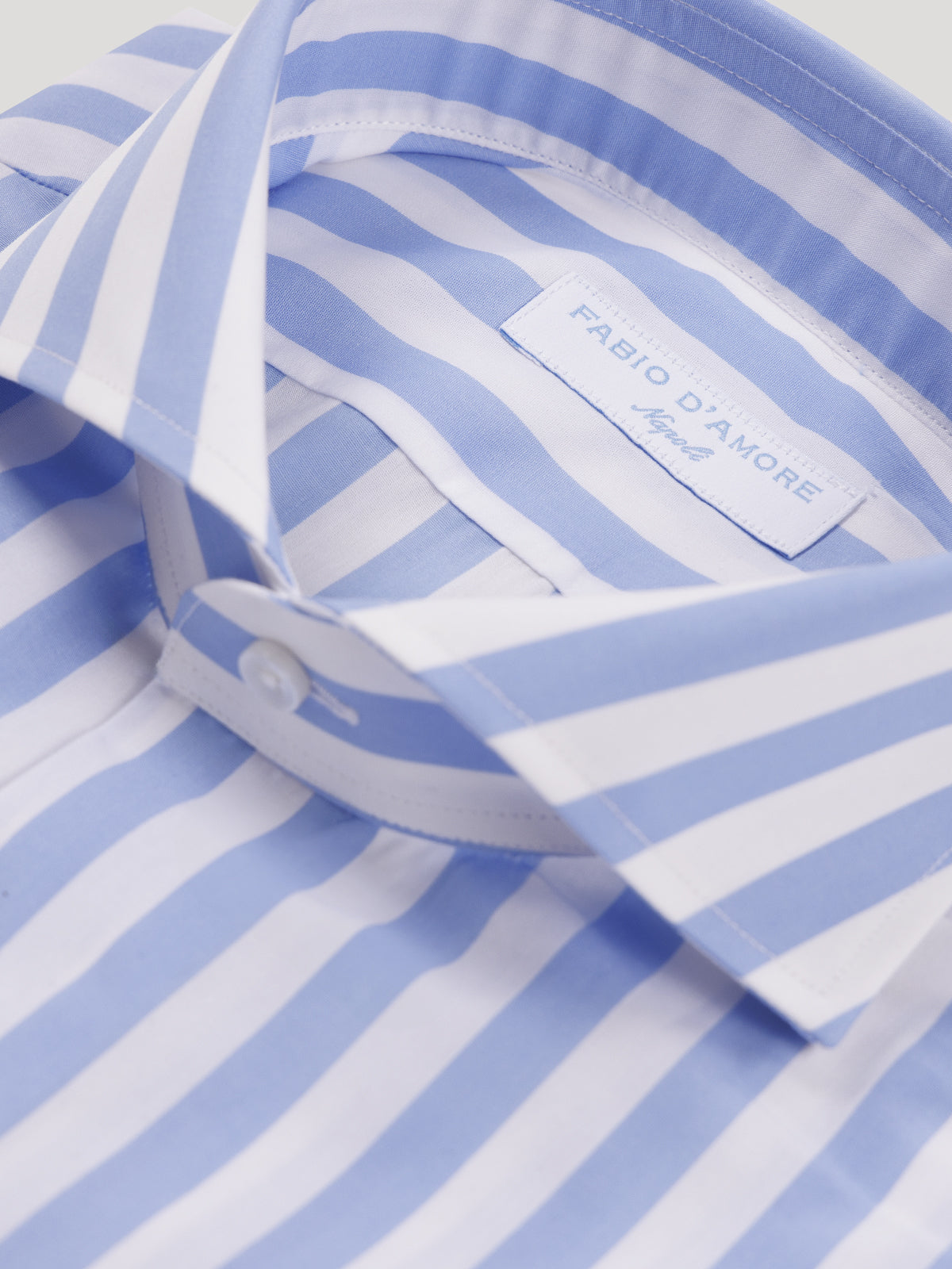 Camicia Slim Fit Sartoriale Collo Mezzo Francese Made In Italy Procida Azzurro