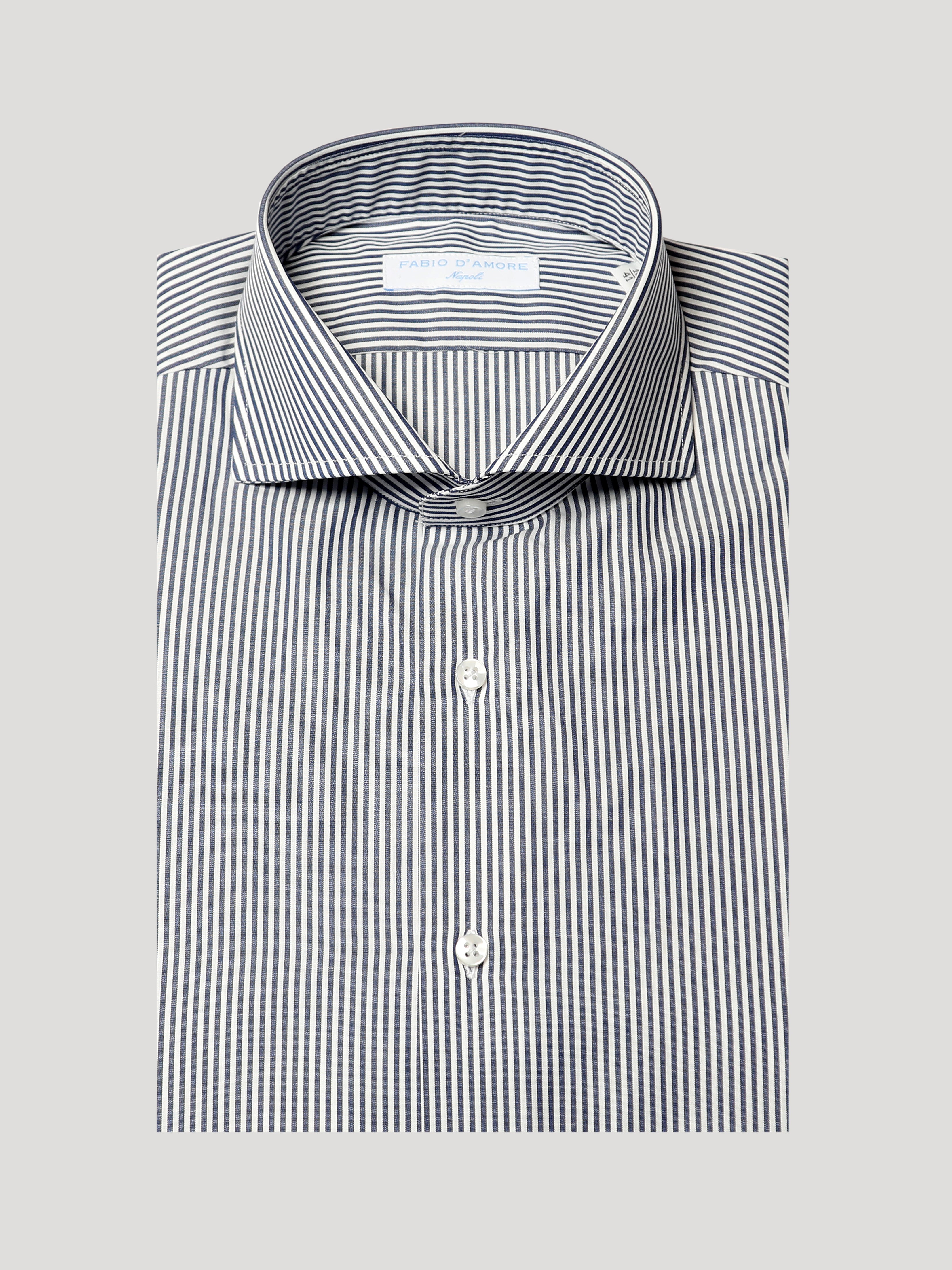 Camicia Slim Sartoriale Collo Mezzo Francese Naxos Blu Made In Italy