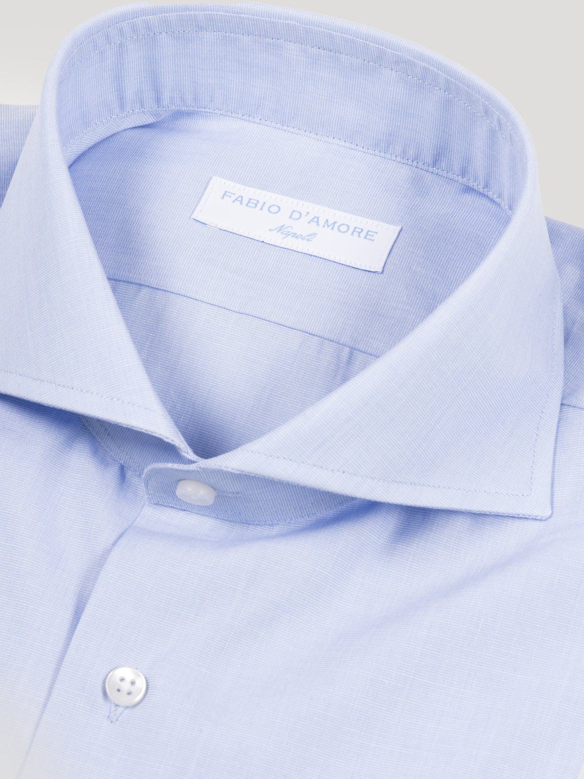 Camicia Sartoriale Fil A Fil Celeste Collo Mezzo Francese Made In Italy