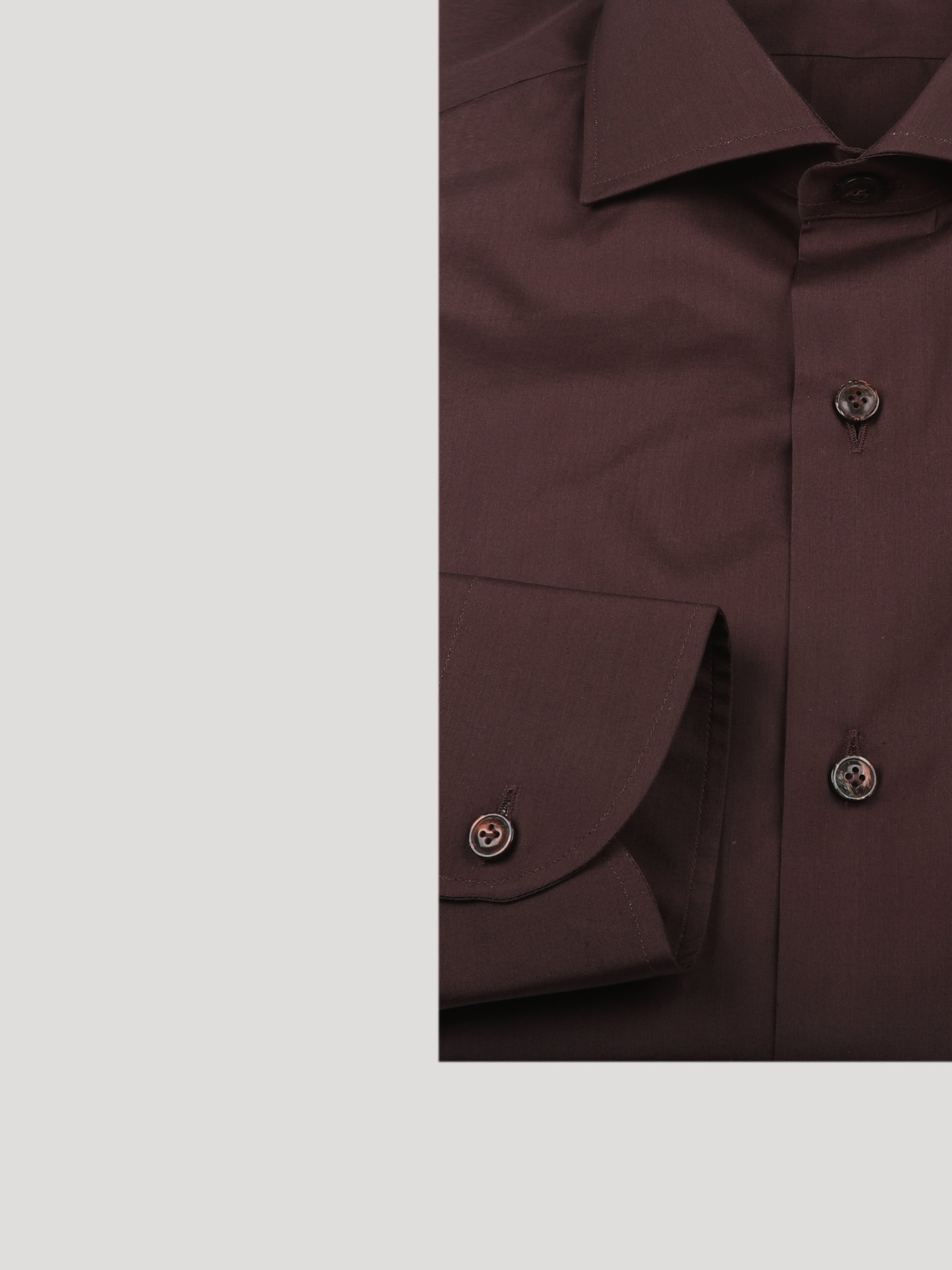 Camicia Sartoriale Basic Marrone Collo Mezzo Francese Made In Italy