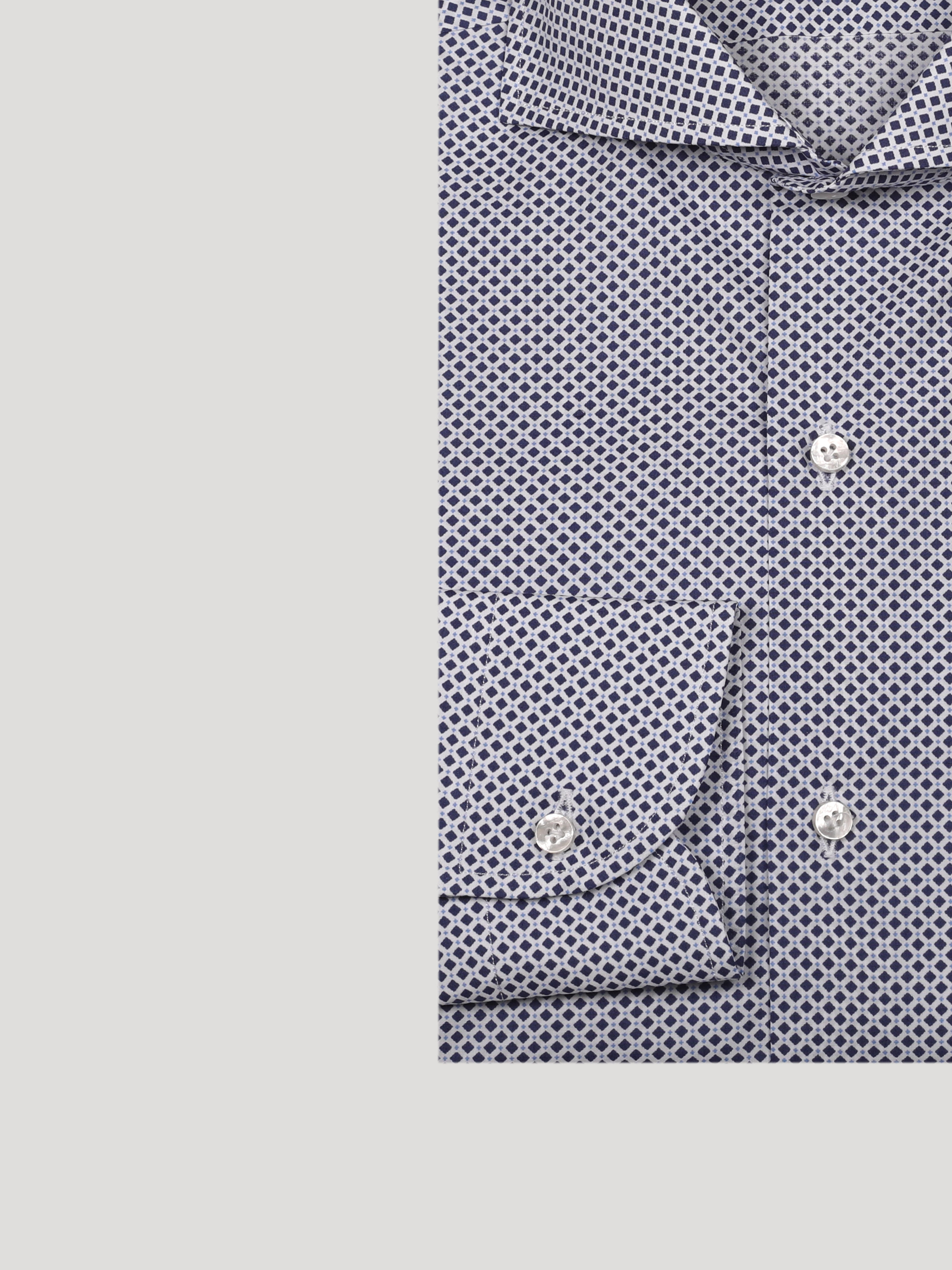 Camicia Slim Sartoriale Collo Mezzo Francese Soft Stampa Blu