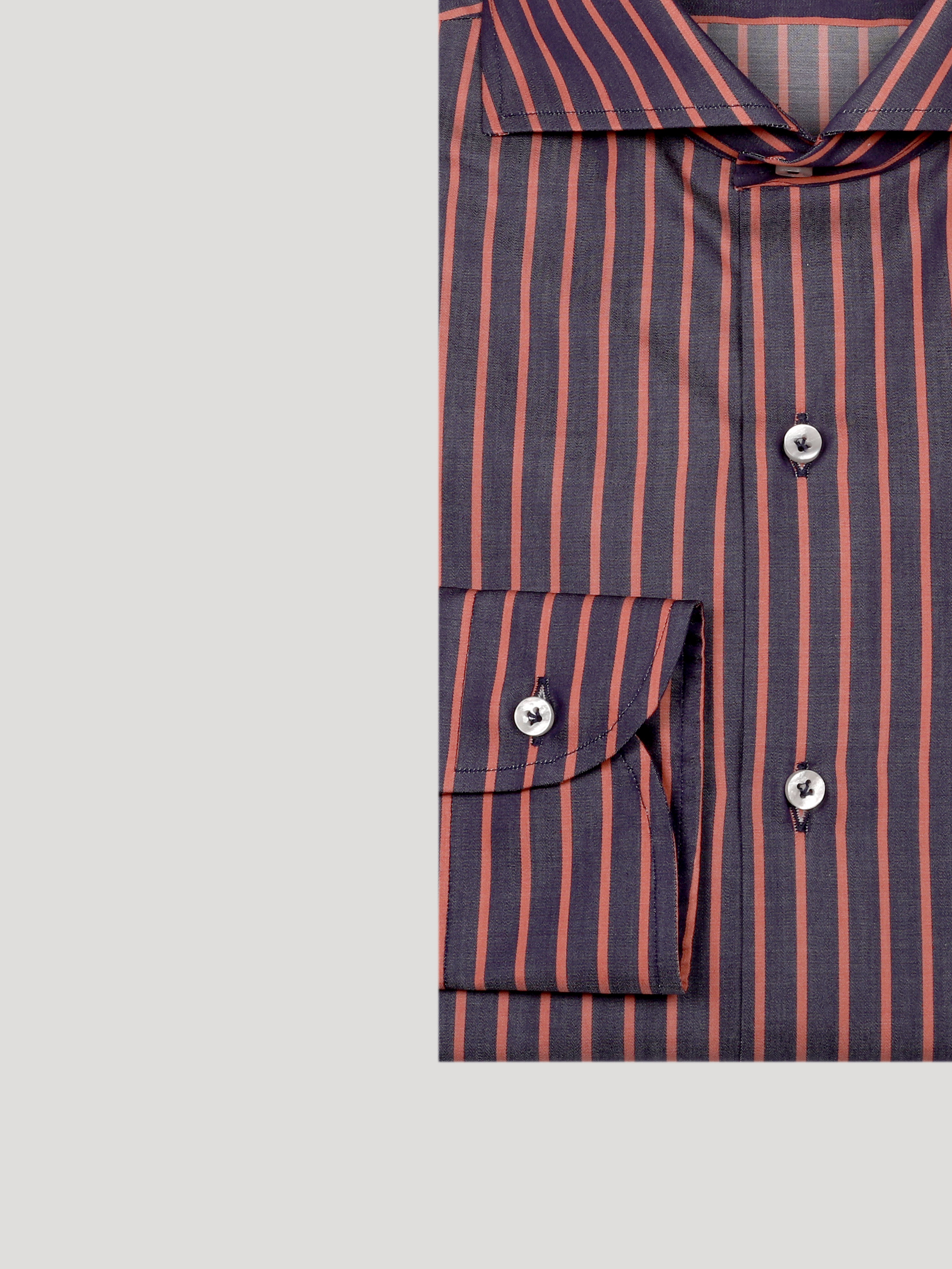 Camicia Slim Sartoriale Collo Mezzo Francese Soft Made In Italy Monviso Riga Ruggine