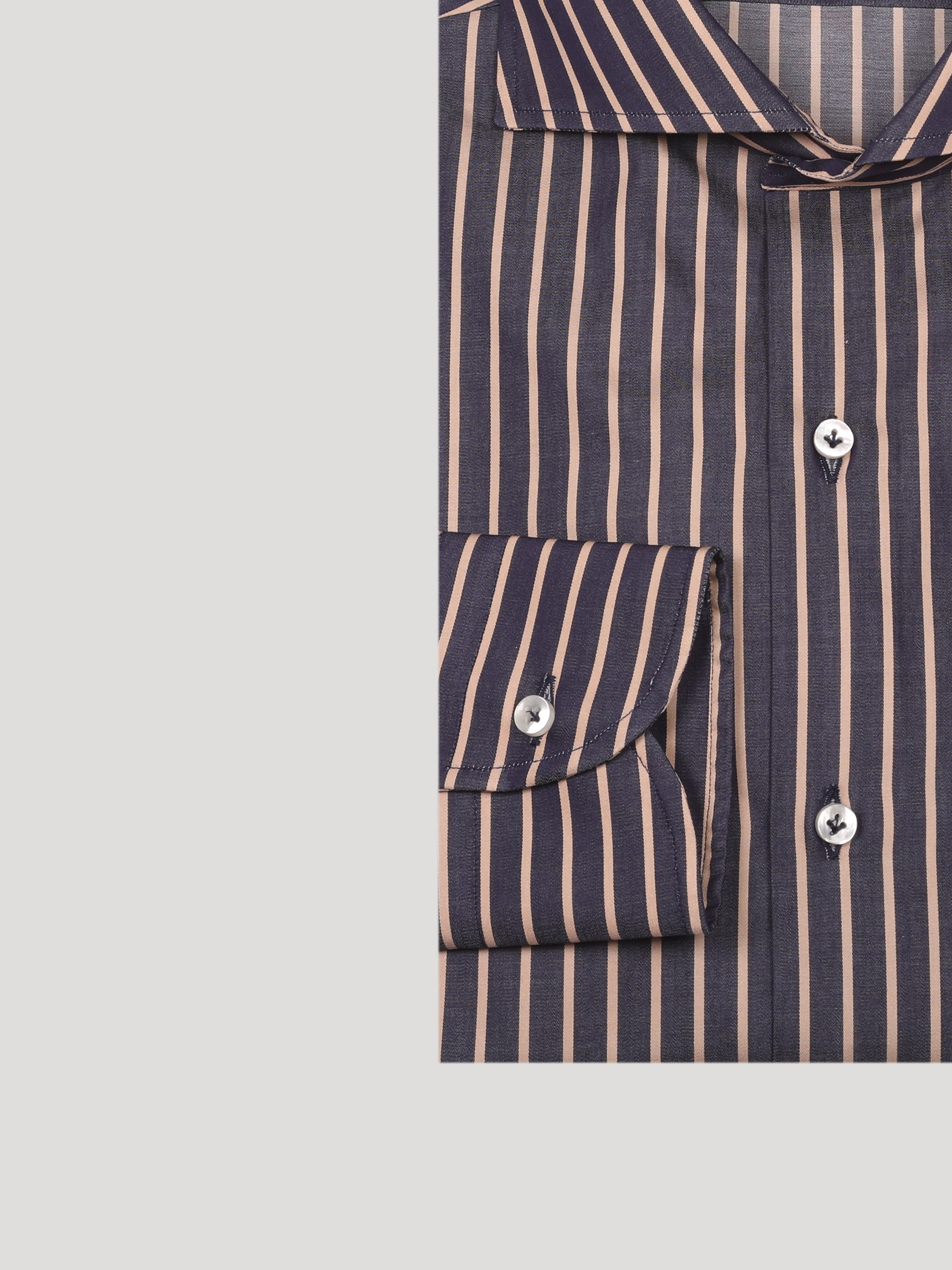 Camicia Slim Sartoriale Collo Mezzo Francese Soft Made In Italy Monviso Riga Fango