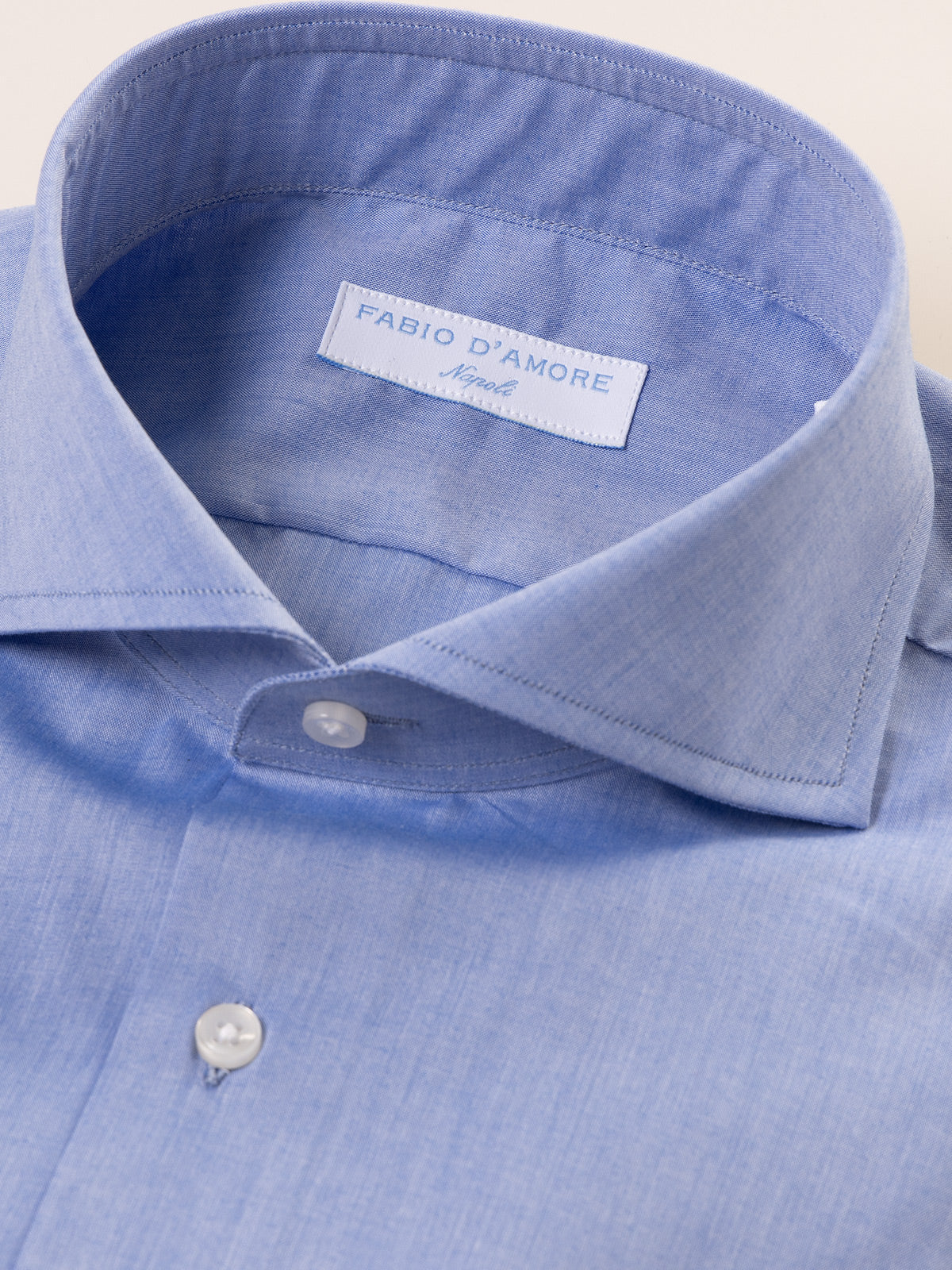 Camicia Slim Sartoriale Zephir Celeste Scuro Made In Italy