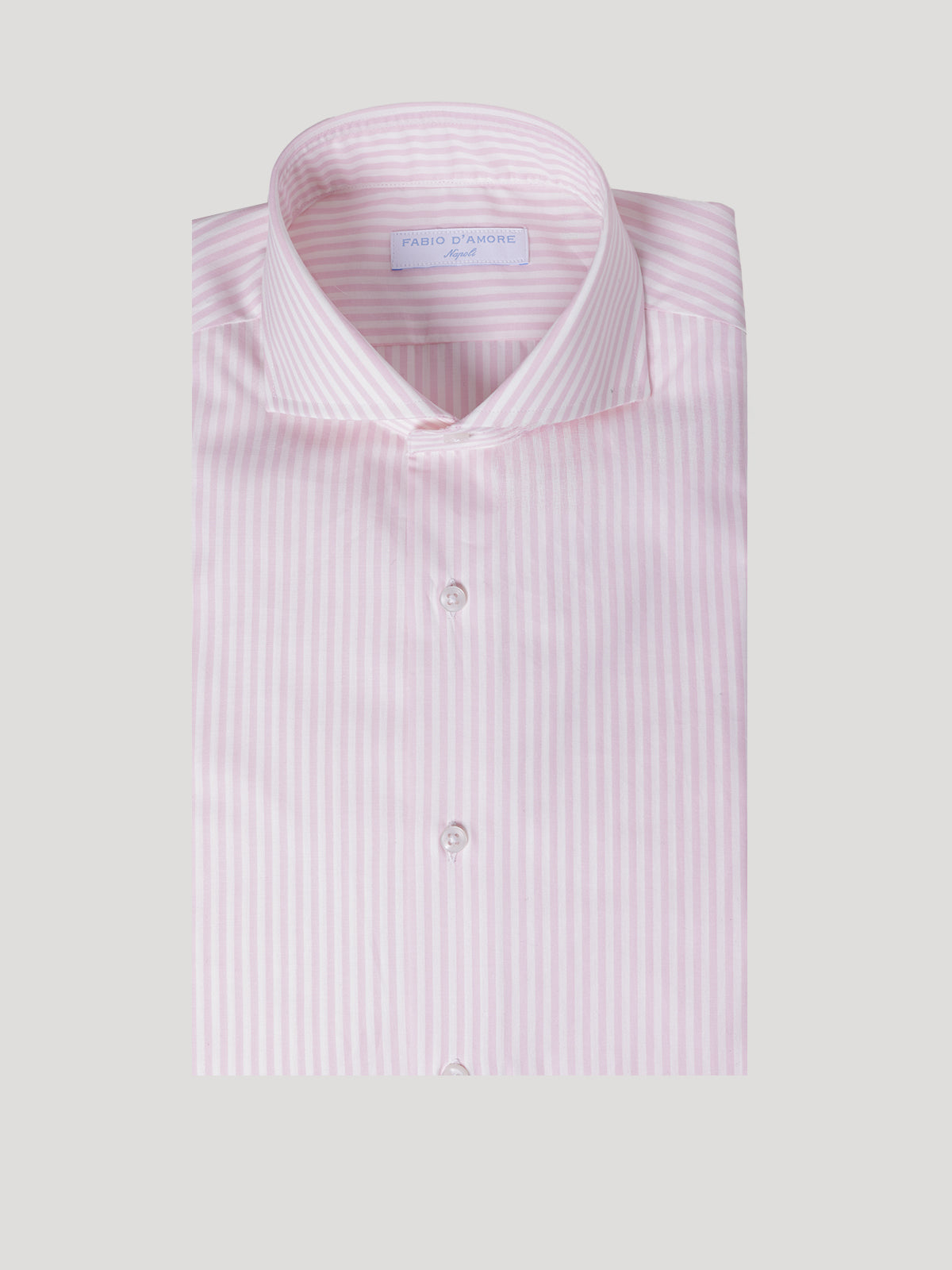 Camicia Slim Sartoriale Collo Mezzo Francese Pink Made In Italy