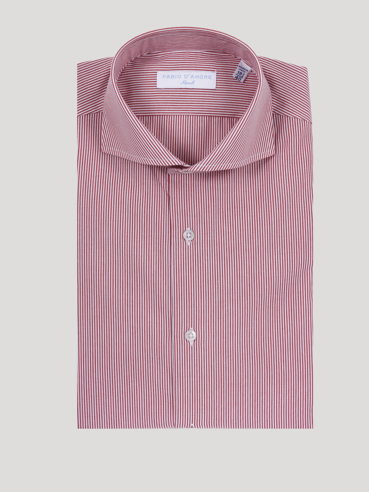 Camicia Slim Sartoriale Roma Rosso  Collo Mezzo Francese Made In Italy