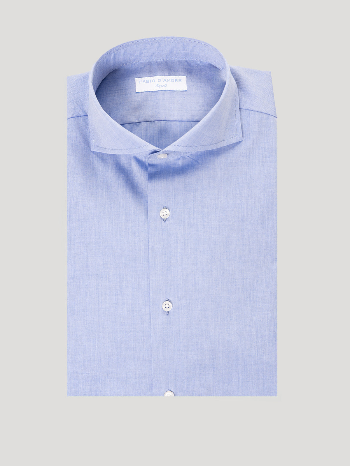 Camicia Slim Sartoriale Zephir Celeste Scuro Made In Italy