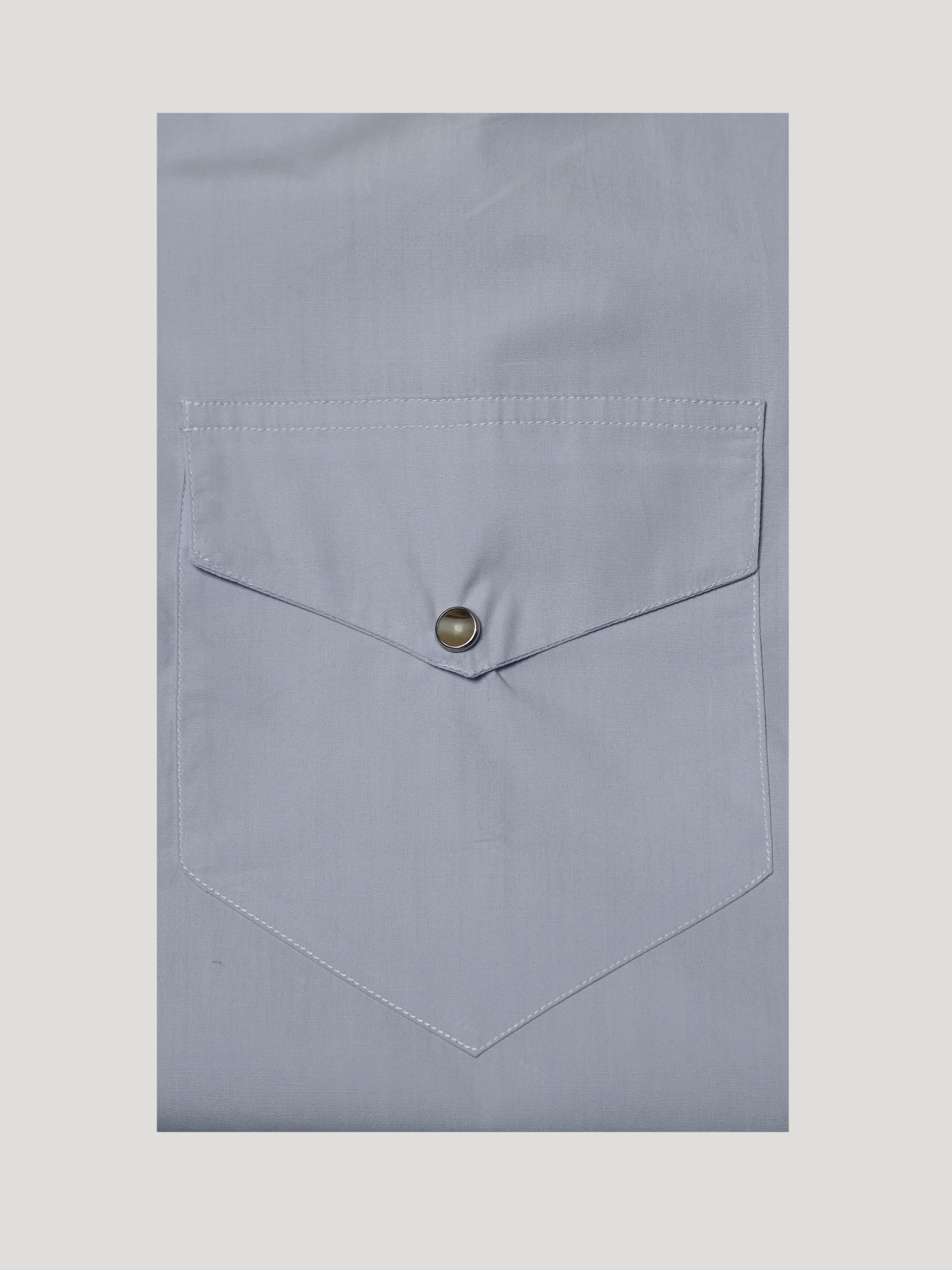 Camicia Texana in Popelin Celeste Collo Soft Made In Italy