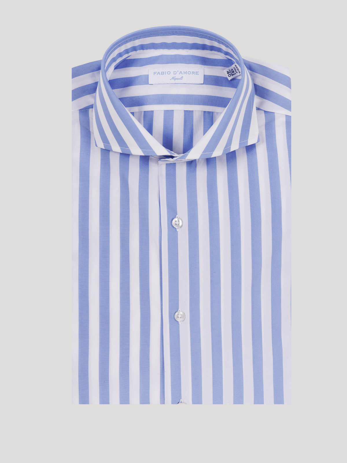 Camicia Slim Fit Sartoriale Collo Mezzo Francese Made In Italy Procida Azzurro