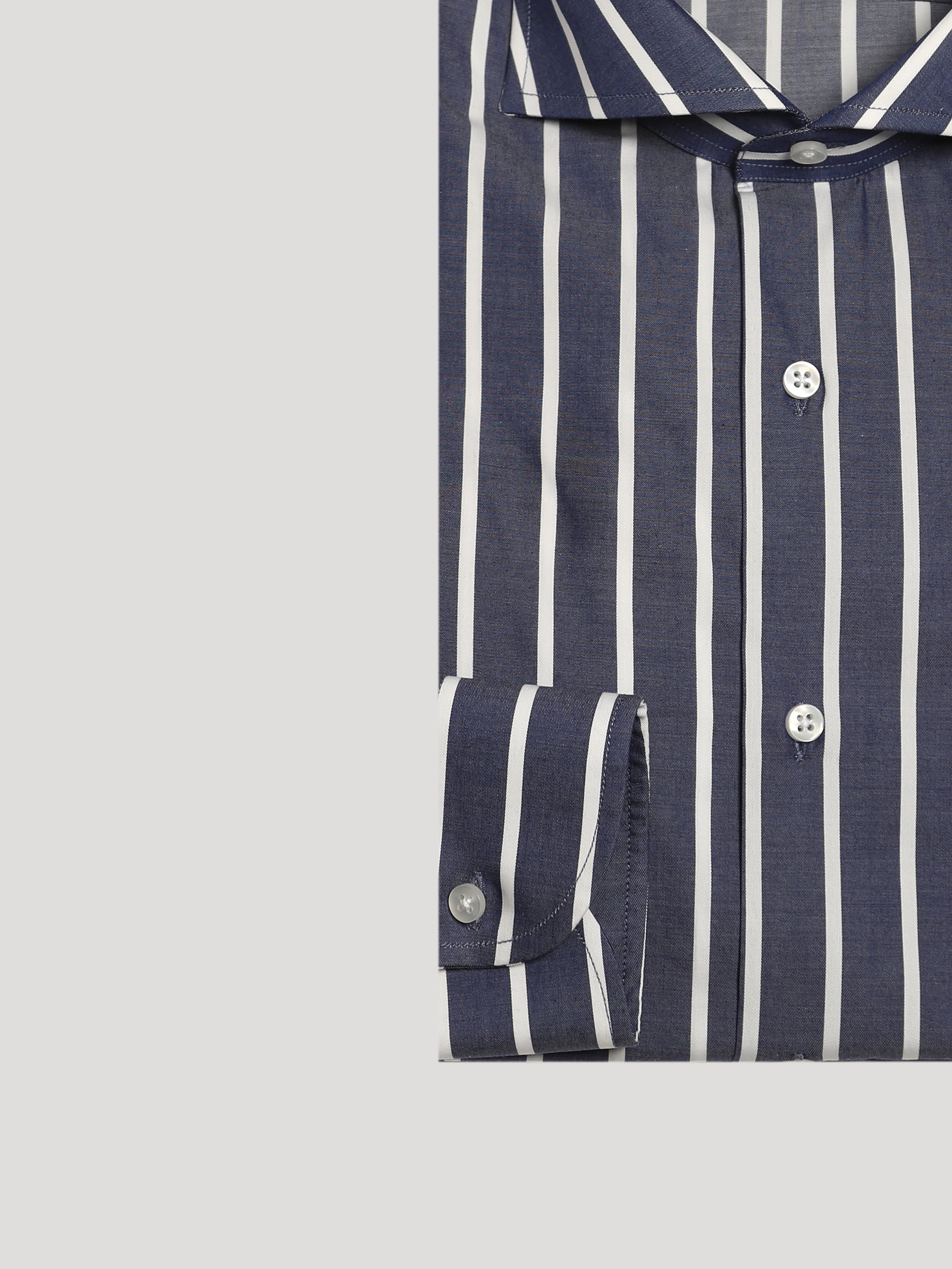 Camicia Slim Sartoriale Collo Mezzo Francese Tonga blu Made In Italy