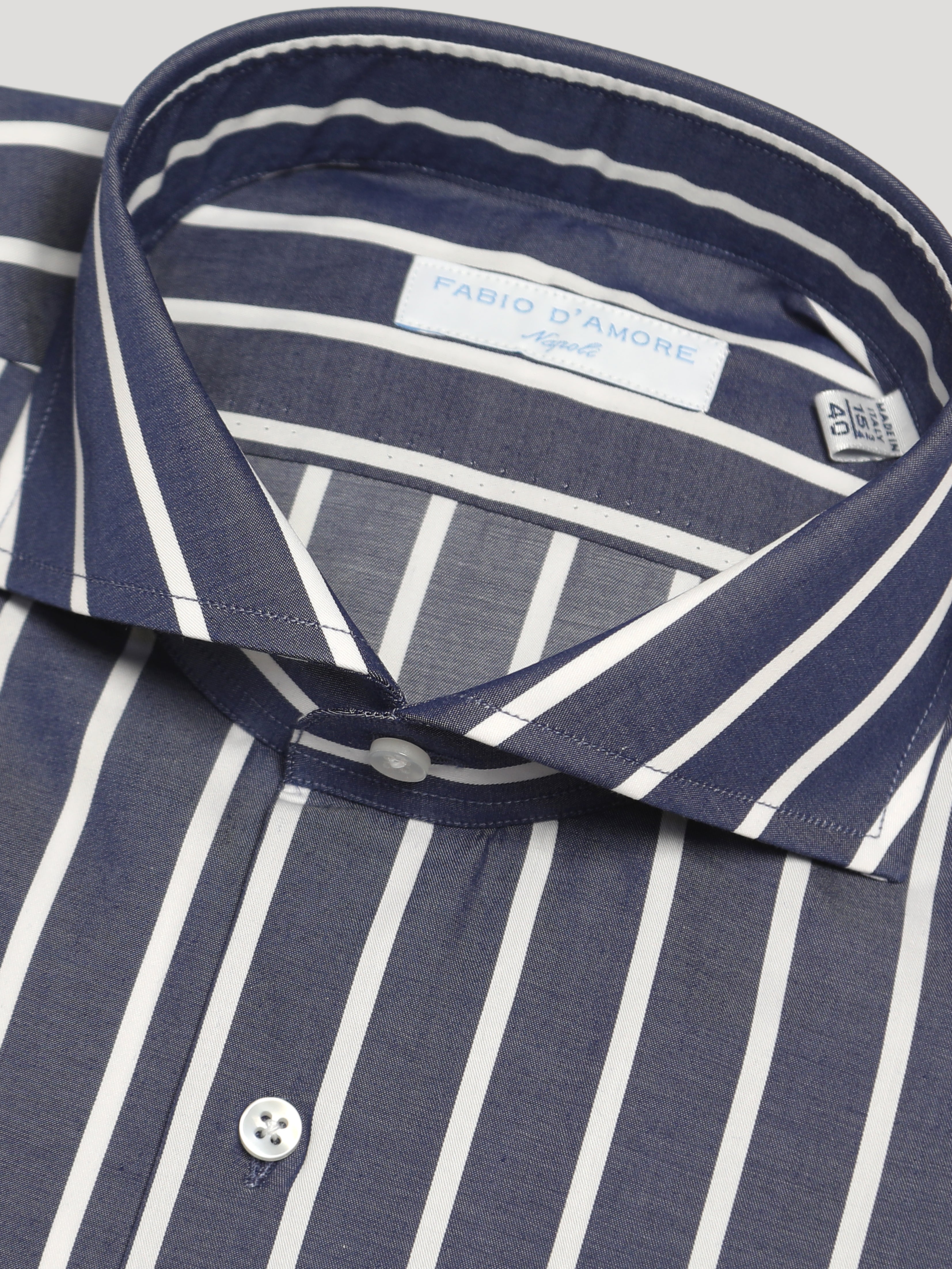 Camicia Slim Sartoriale Collo Mezzo Francese Tonga blu Made In Italy