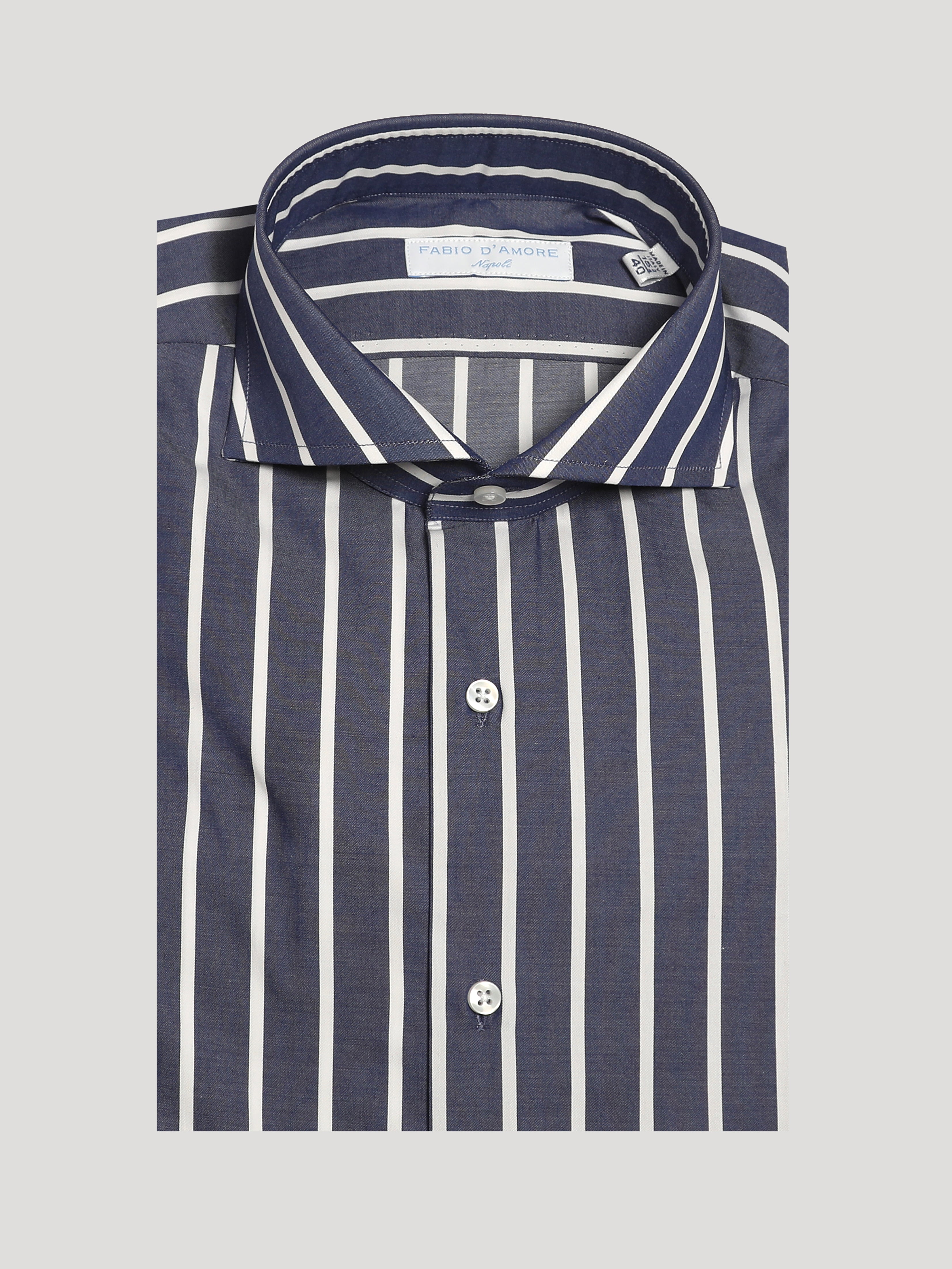 Camicia Slim Sartoriale Collo Mezzo Francese Tonga blu Made In Italy