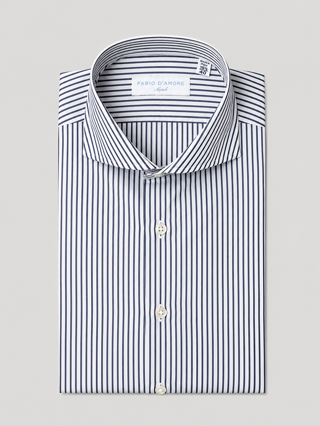 Camicia Sartoriale Collo Mezzo Francese Blu Royal Made In Italy 100% Cotone Popeline 70 Compact