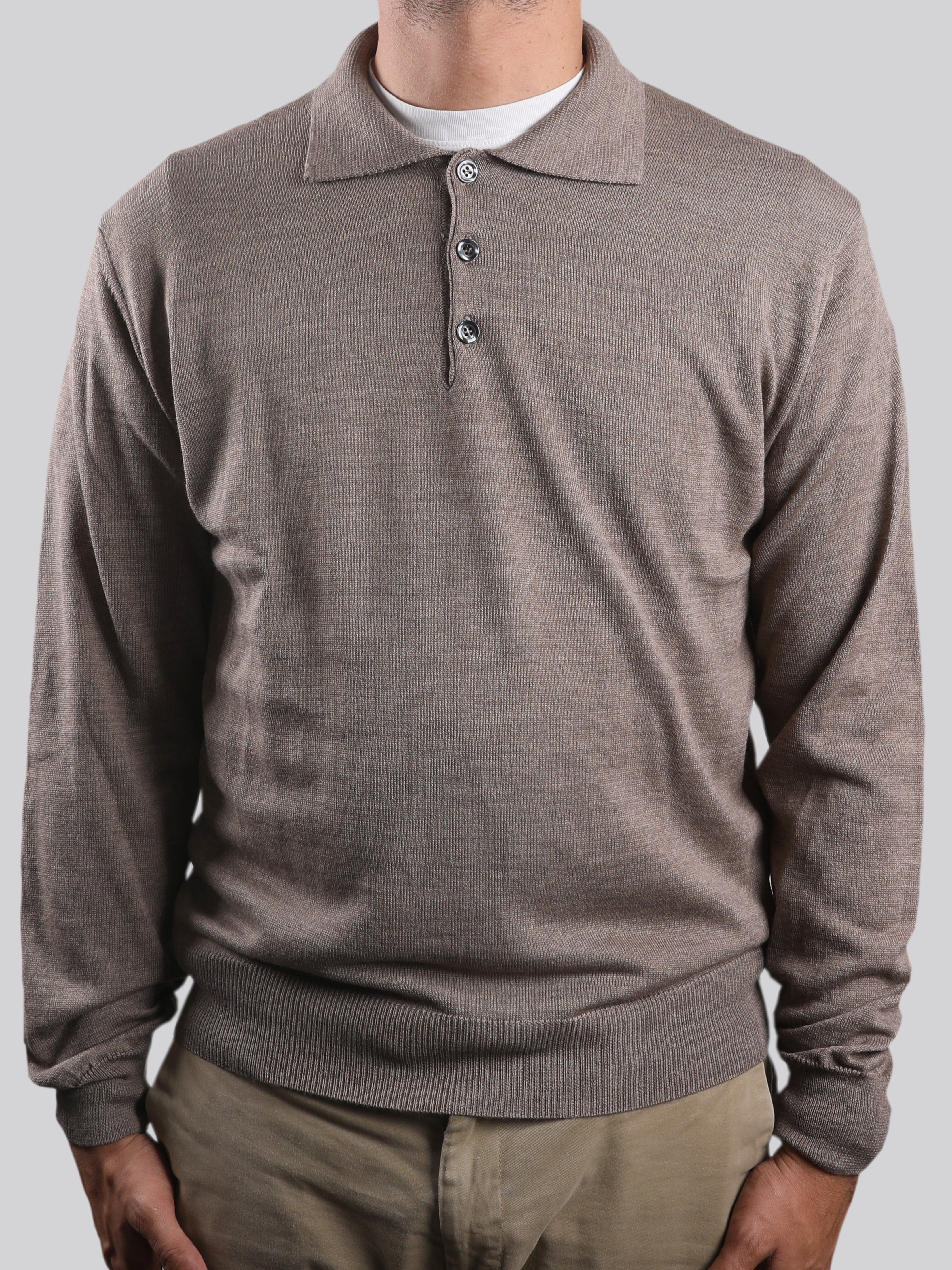 Polo In 100% Lana Merinos Corda Made In Italy