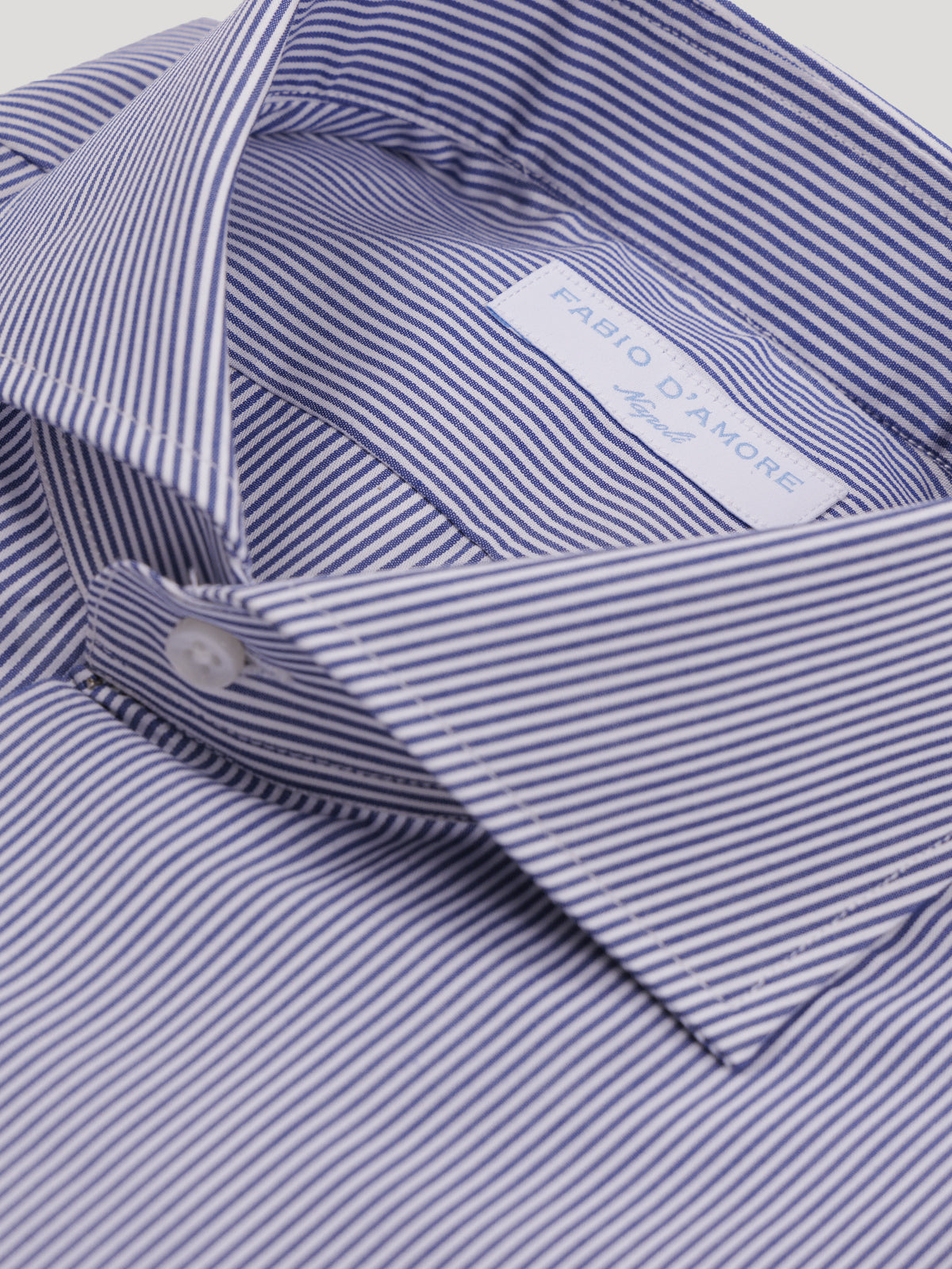Camicia Slim  Sartoriale Collo Mezzo Francese Roma Blu Made In Italy