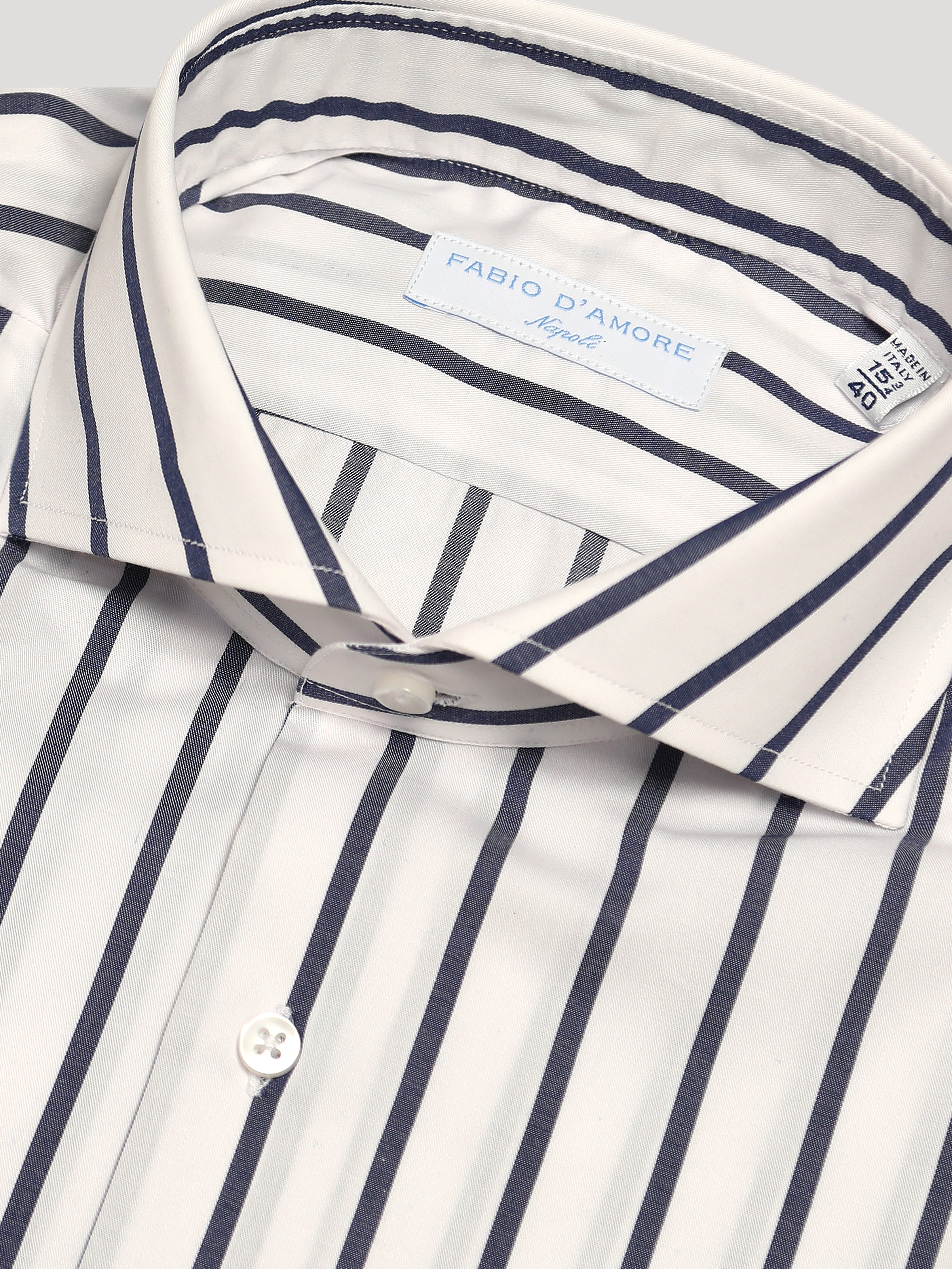 Camicia Slim Sartoriale Collo Mezzo Francese Tonga Bianca Made In Italy