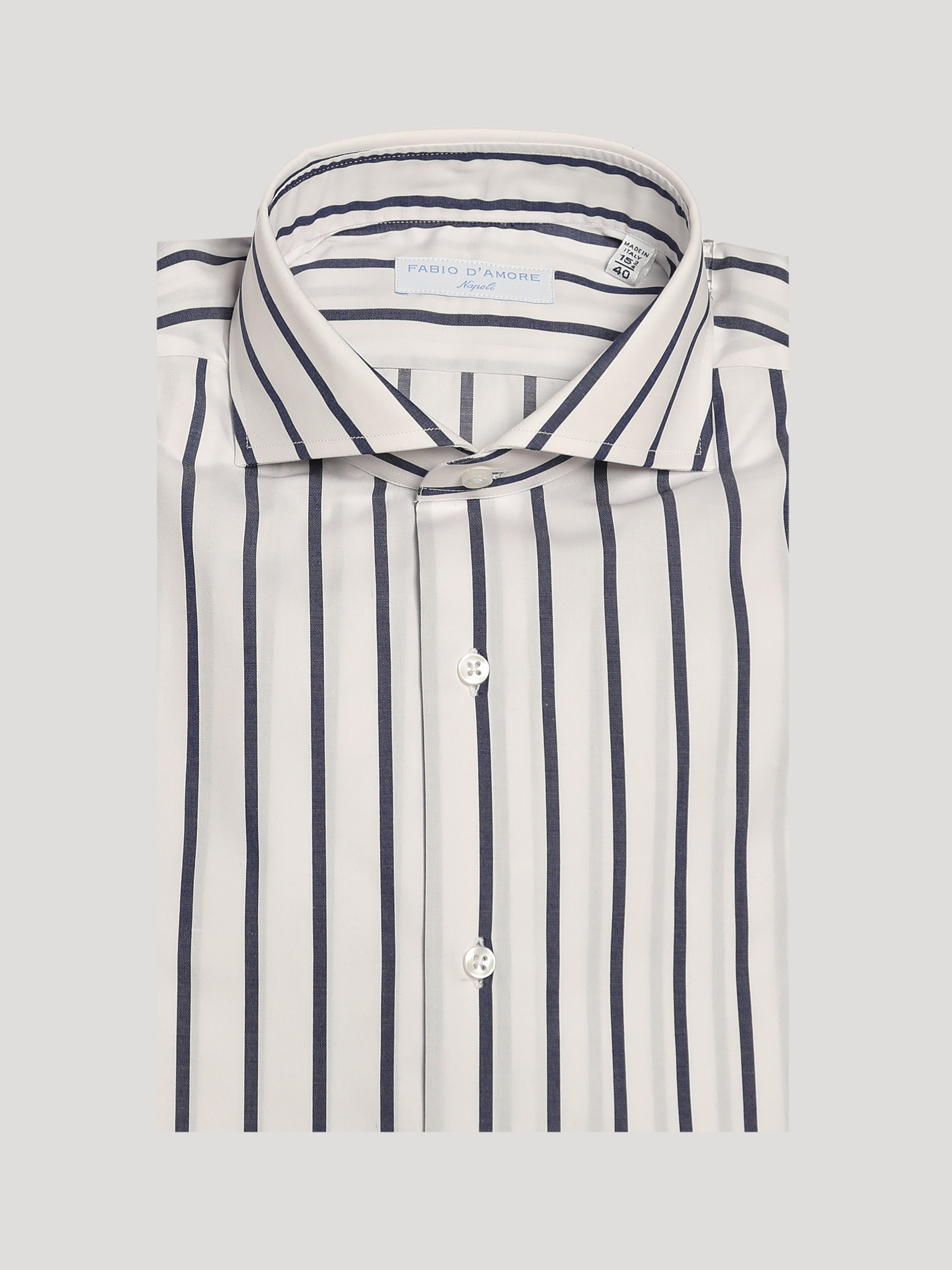 Camicia Slim Sartoriale Collo Mezzo Francese Tonga Bianca Made In Italy