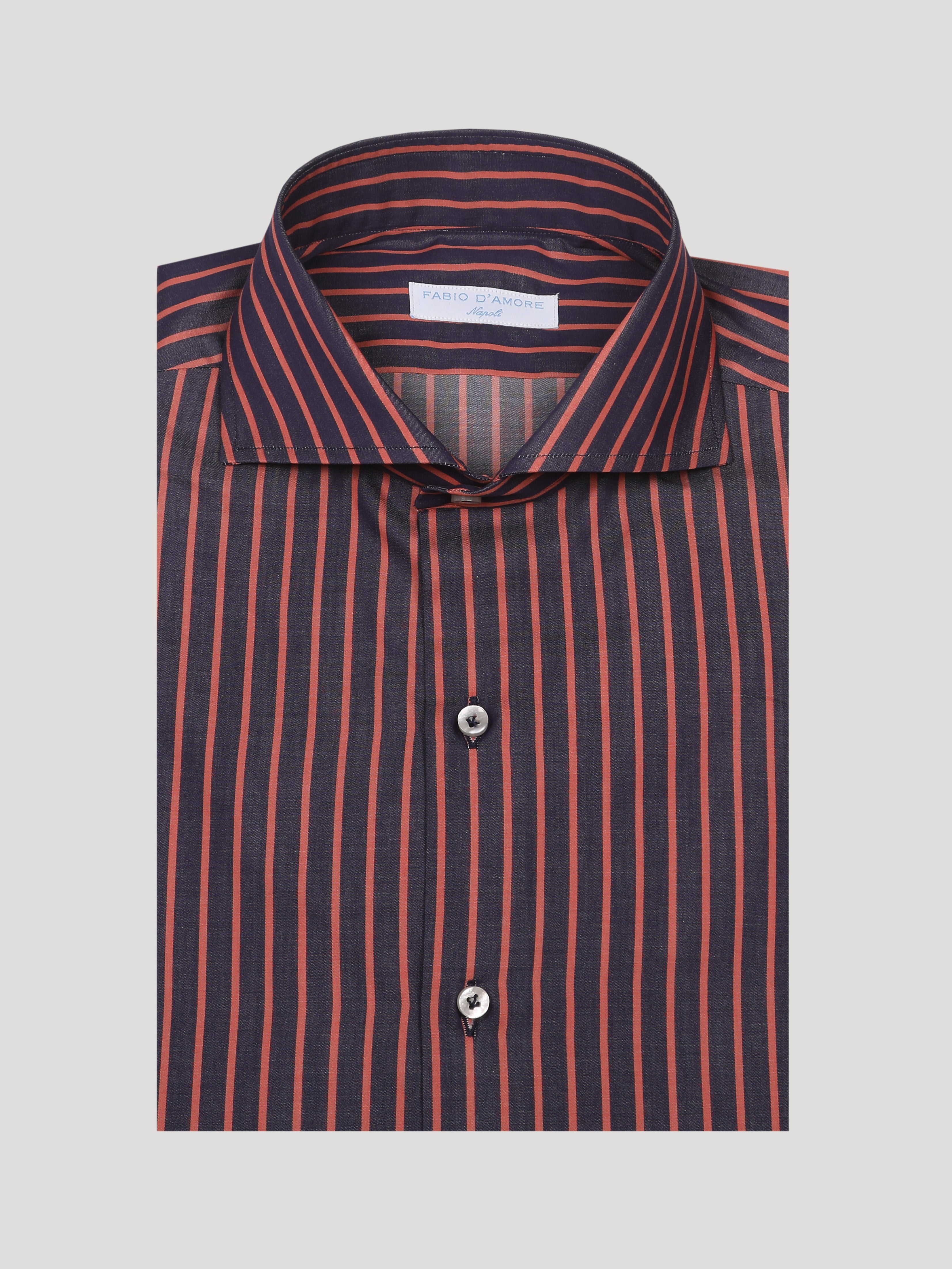 Camicia Slim Sartoriale Collo Mezzo Francese Soft Made In Italy Monviso Riga Ruggine