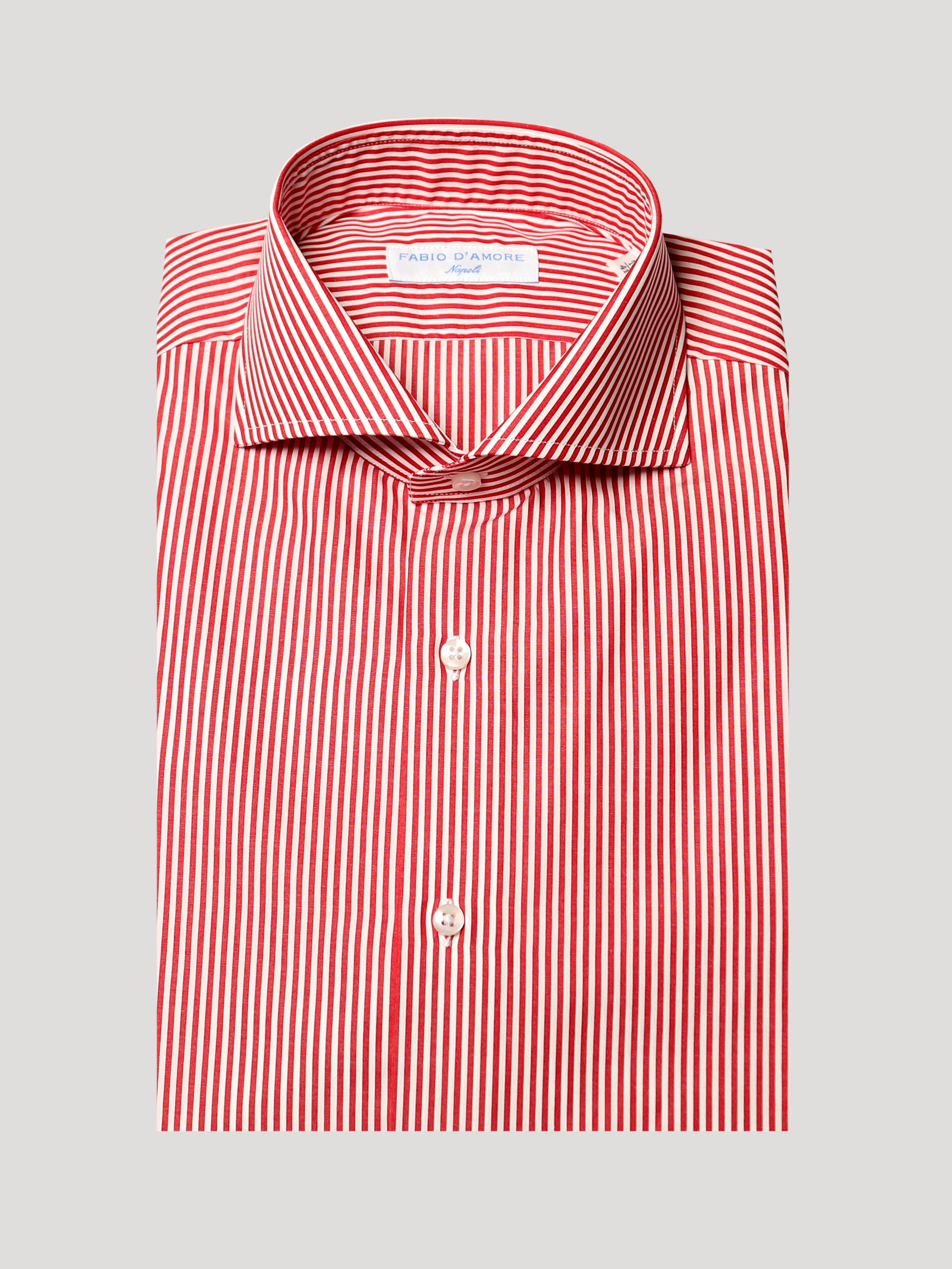 Camicia Slim Sartoriale Collo Mezzo Francese Naxos Rosso made In Italy