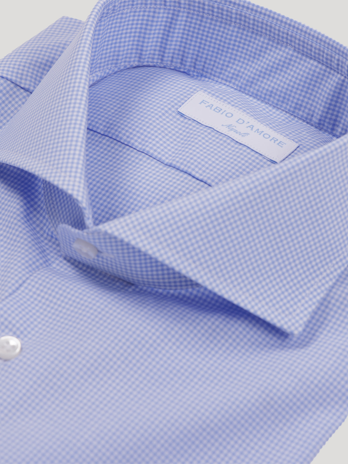 Camicia Slim Sartoriale Micro Quadretti Azzurro Made In Italy