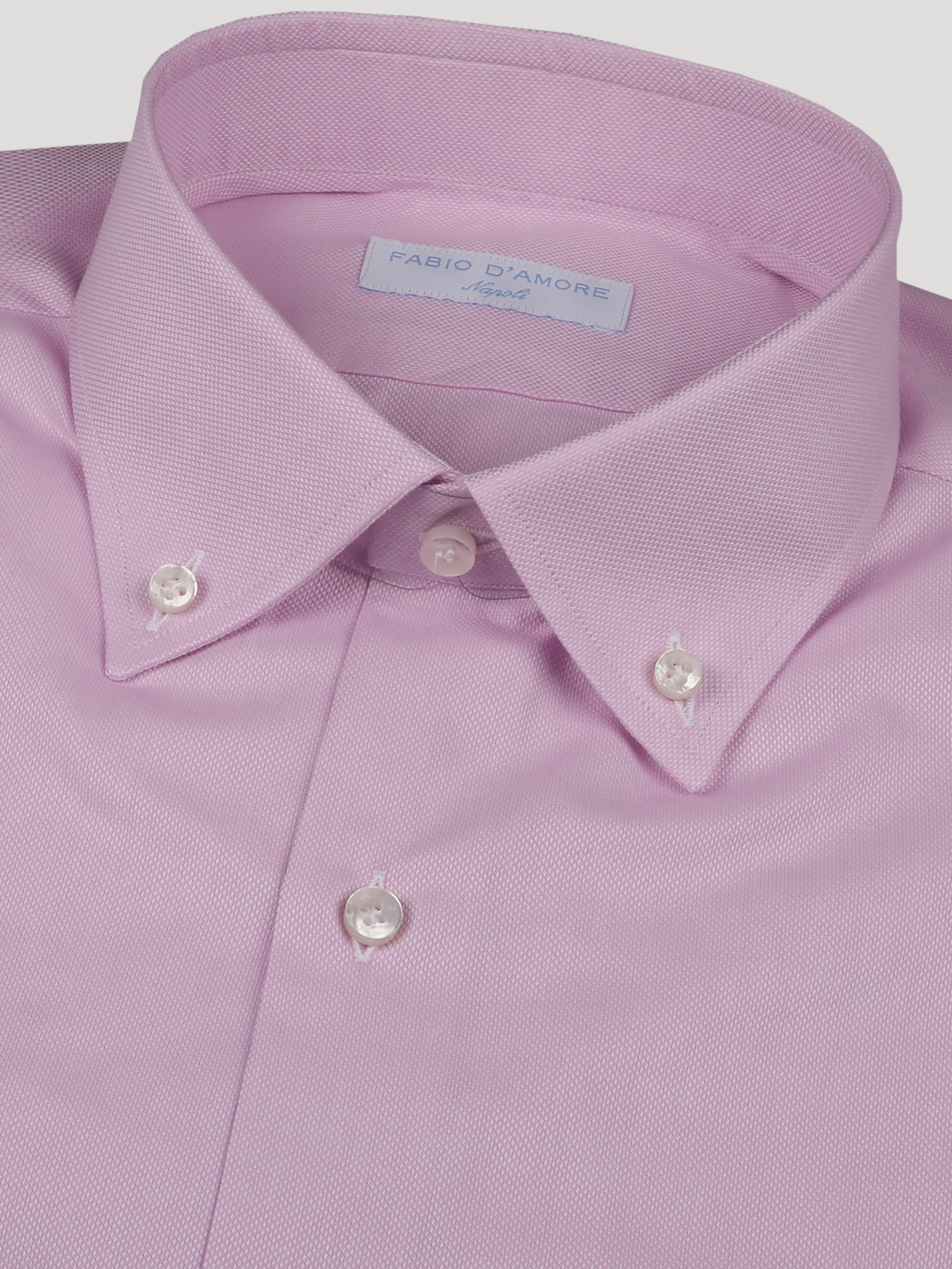 Camicia Slim Sartoriale Royal Oxford Collo Botton Down Made In Italy Rosa