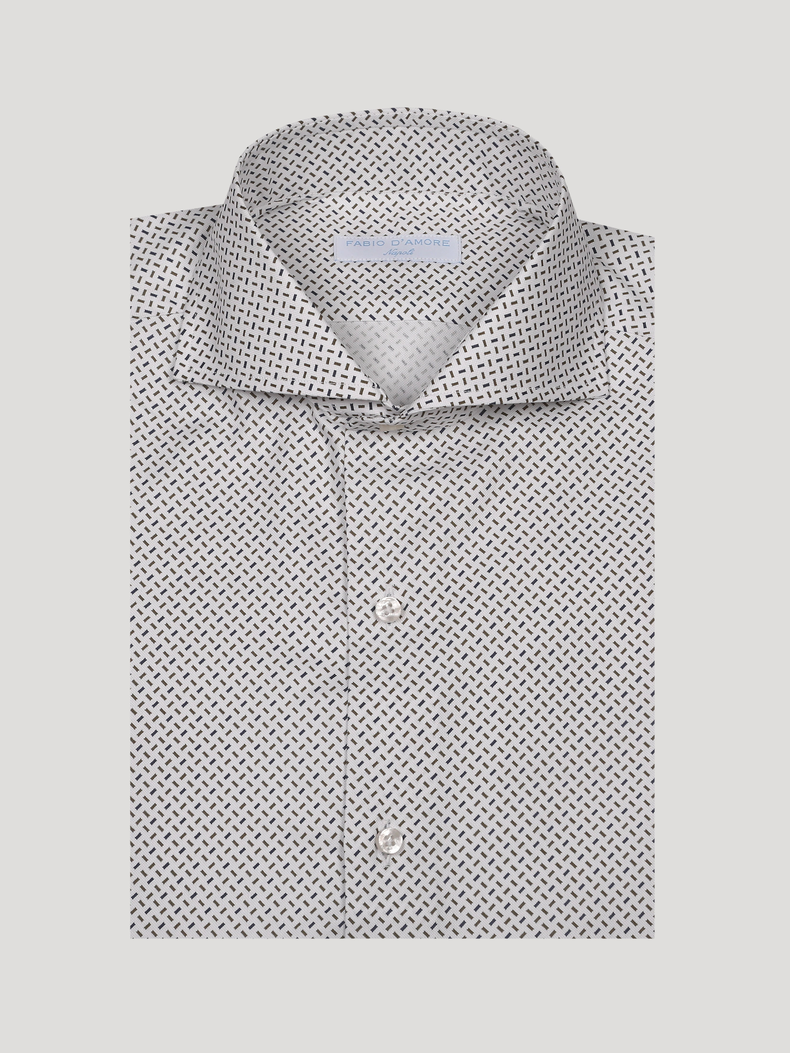 Camicia Slim Sartoriale Oxford Stampata Collo Mezzo Francese Soft