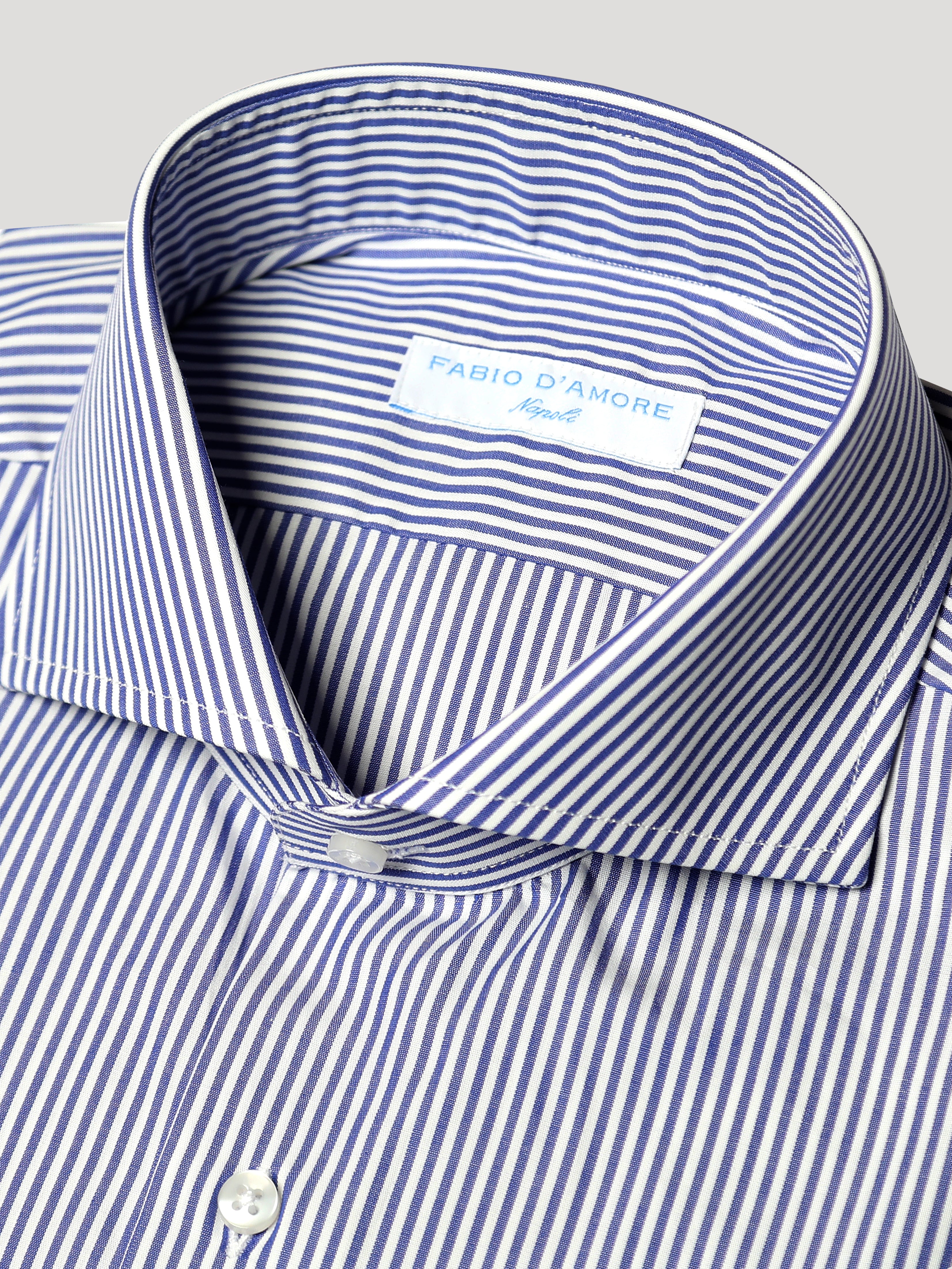 Camicia Slim Sartoriale Collo Mezzo Francese Naxos Blu Navy Made In Italy