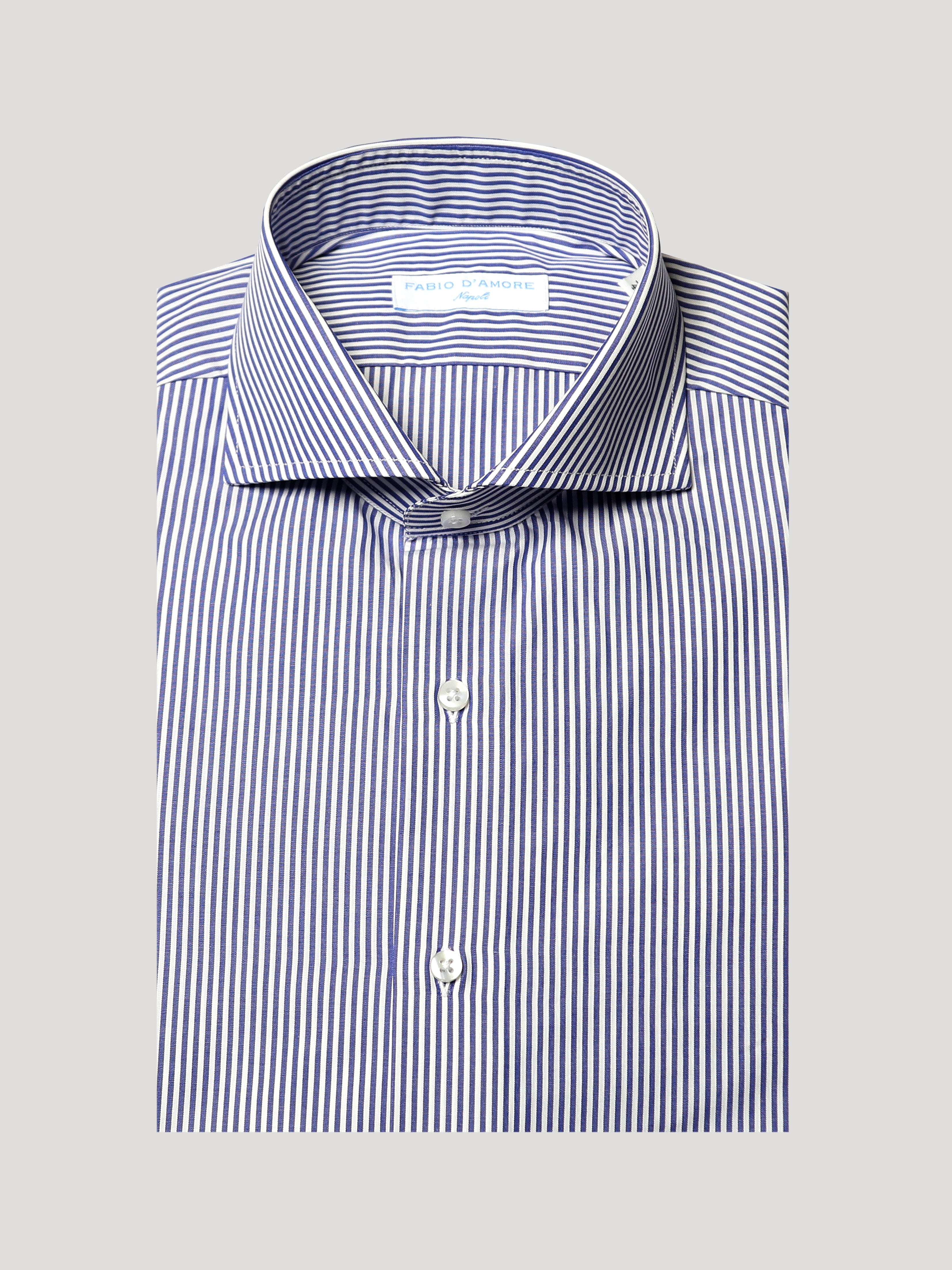 Camicia Slim Sartoriale Collo Mezzo Francese Naxos Blu Navy Made In Italy