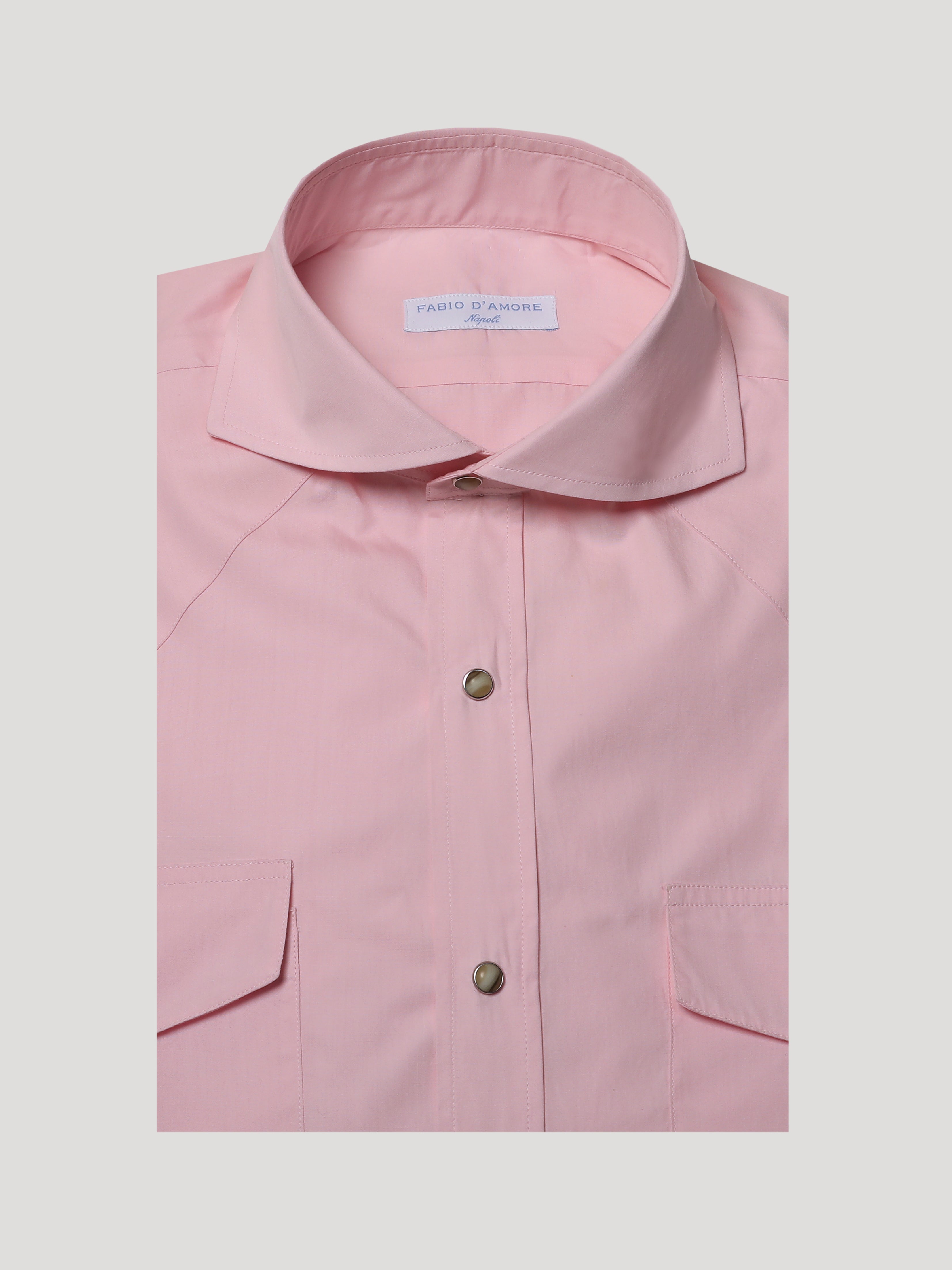 Camicia Texana in Popelin Rosa Collo Soft Made In Italy