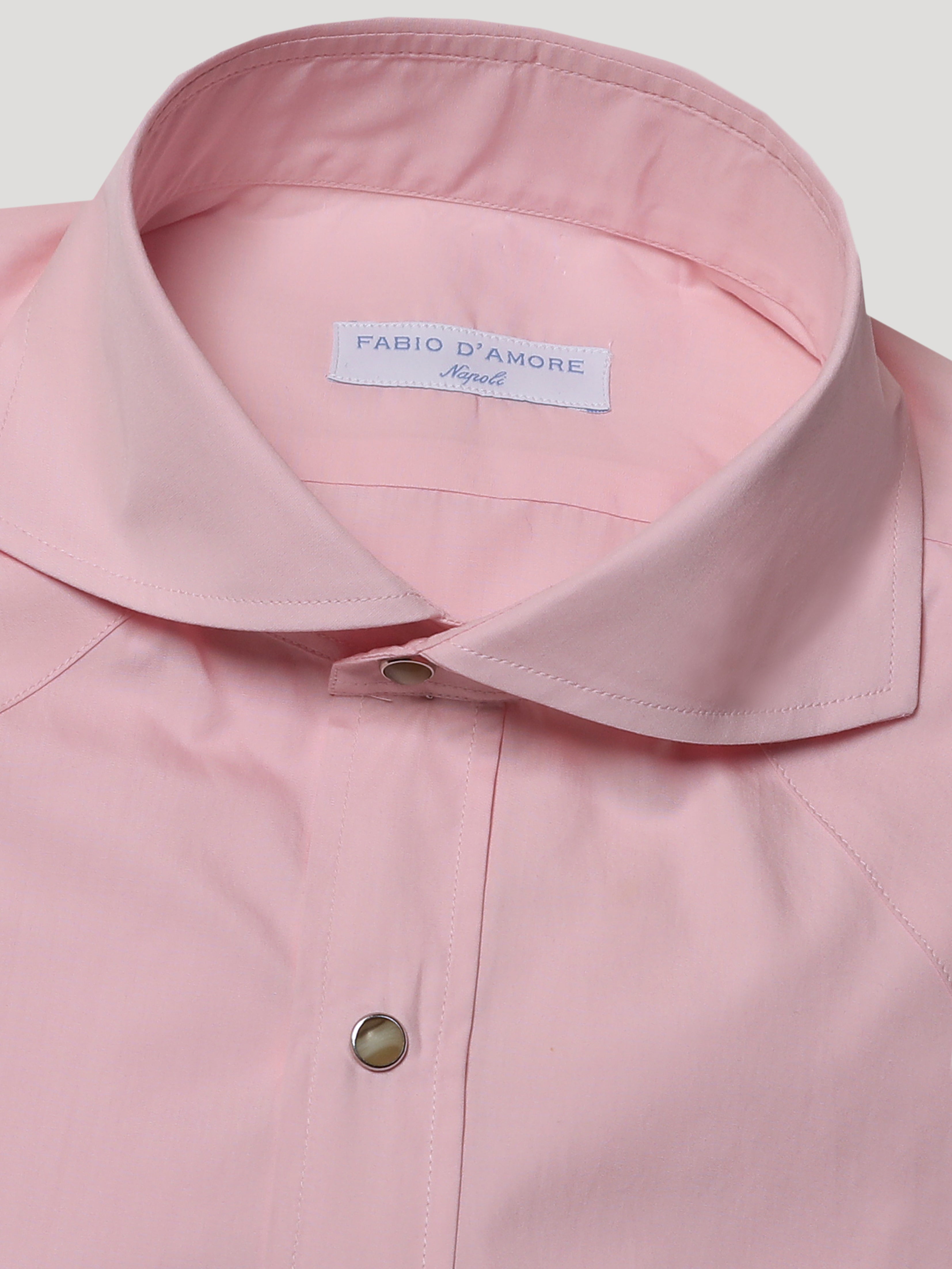 Camicia Texana in Popelin Rosa Collo Soft Made In Italy