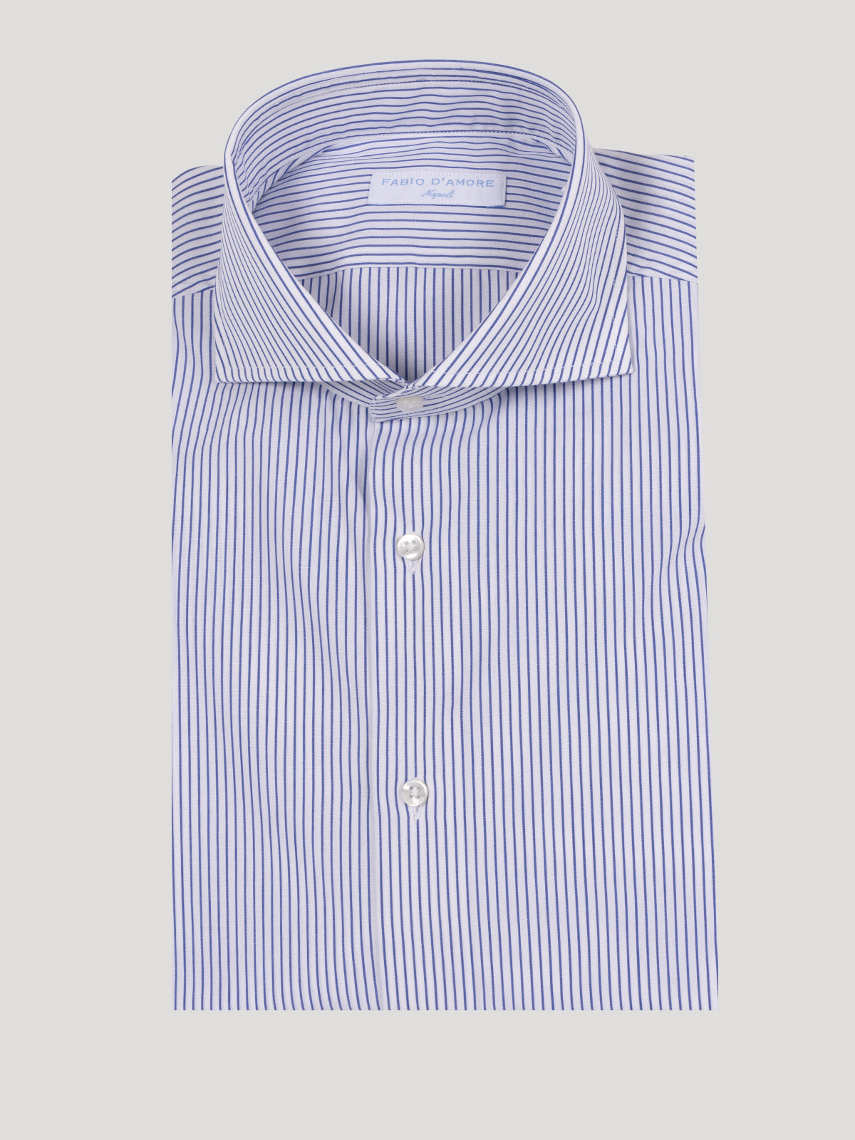 Camicia Rigata Slim Sartoriale  Collo Mezzo Francese Zante Blu