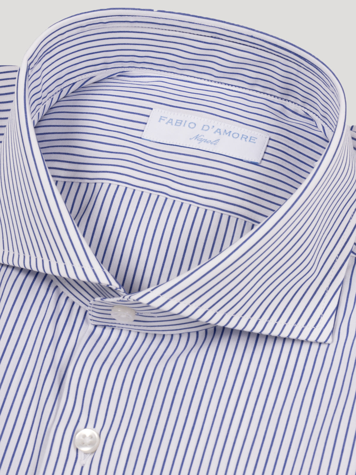 Camicia Rigata Slim Sartoriale  Collo Mezzo Francese Zante Blu