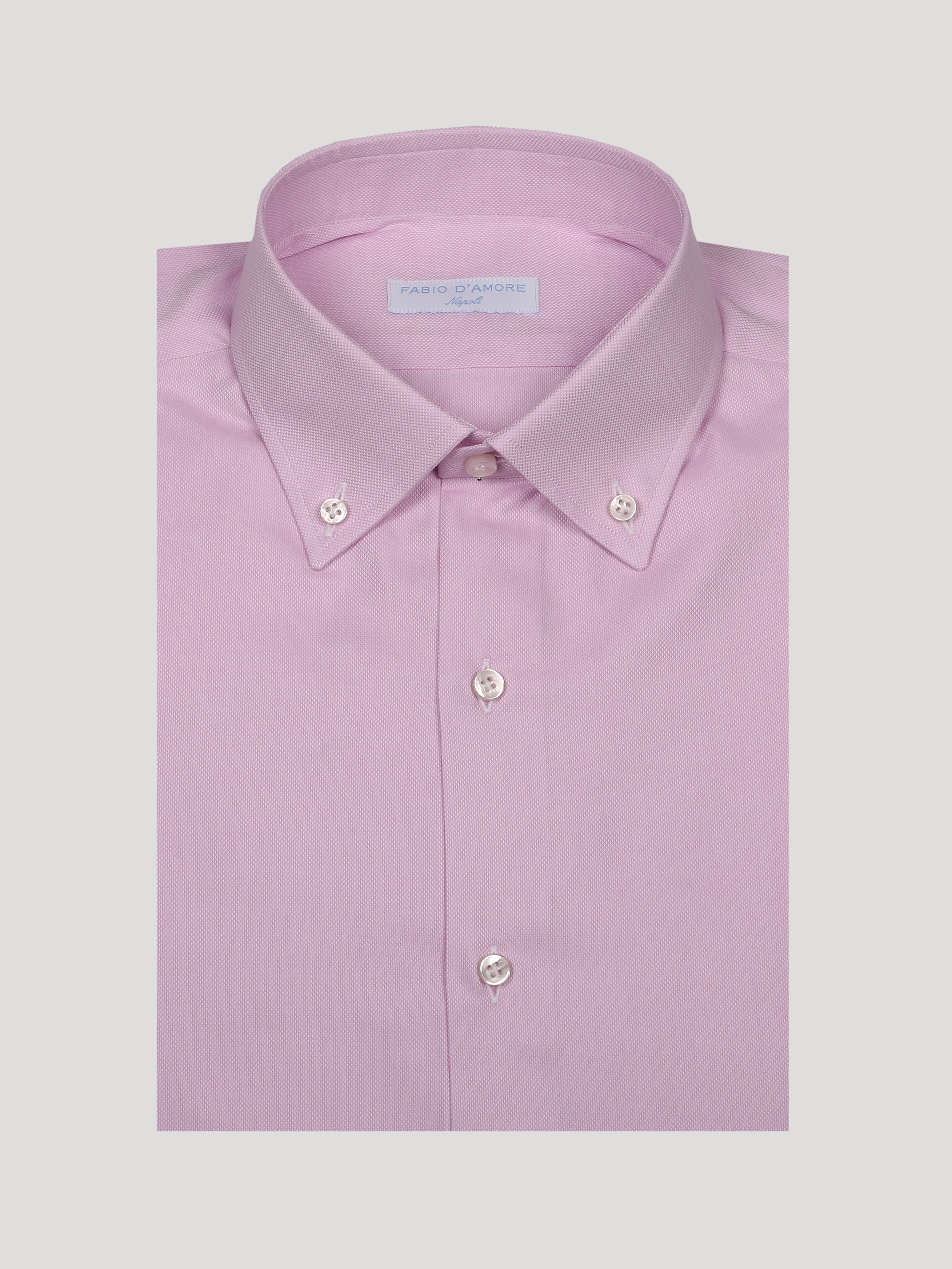 Camicia Slim Sartoriale Royal Oxford Collo Botton Down Made In Italy Rosa