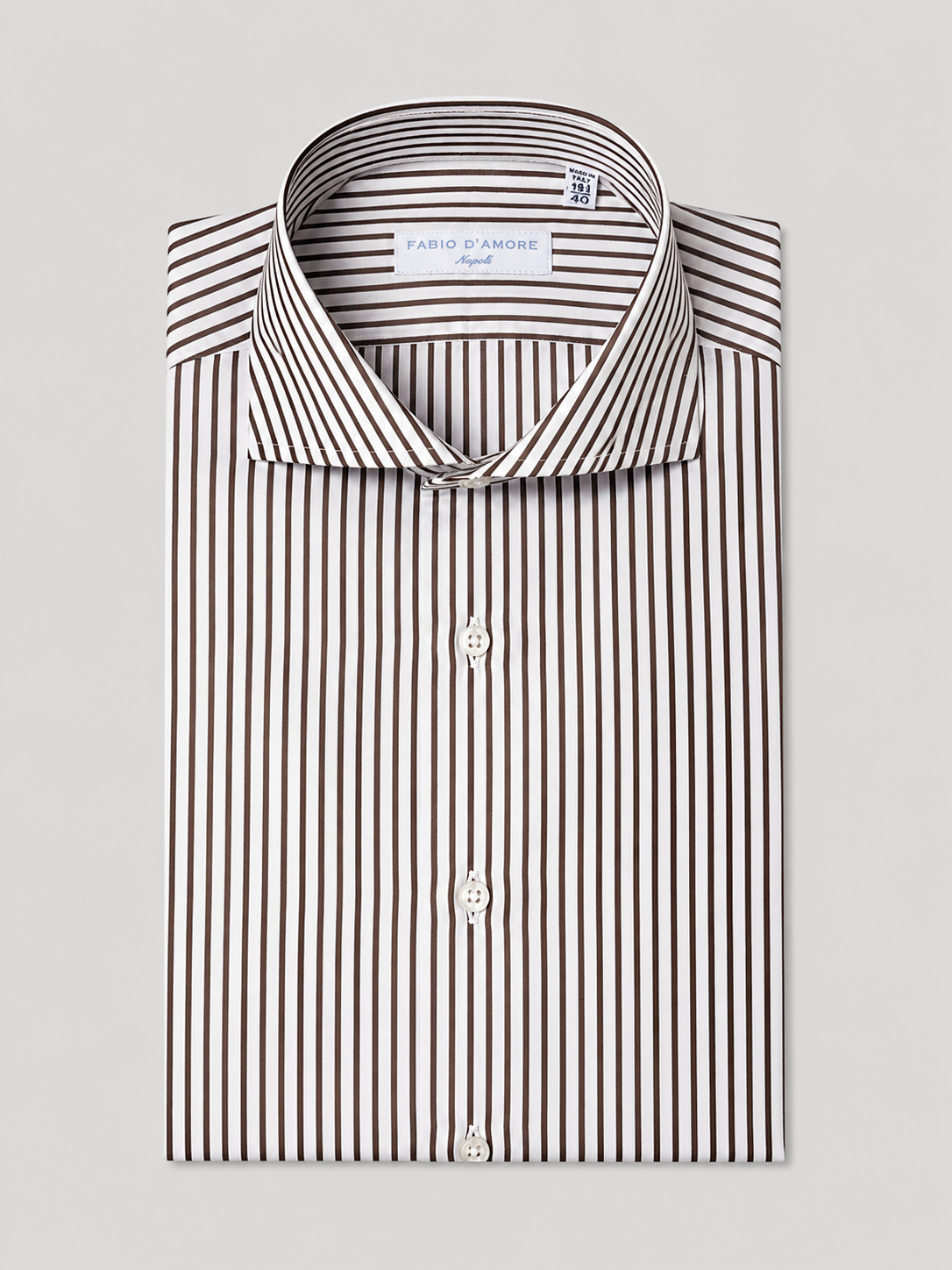 Camicia Sartoriale Collo Mezzo Francese Marrone Royal Made In Italy 100% Cotone Popeline 70 Compact